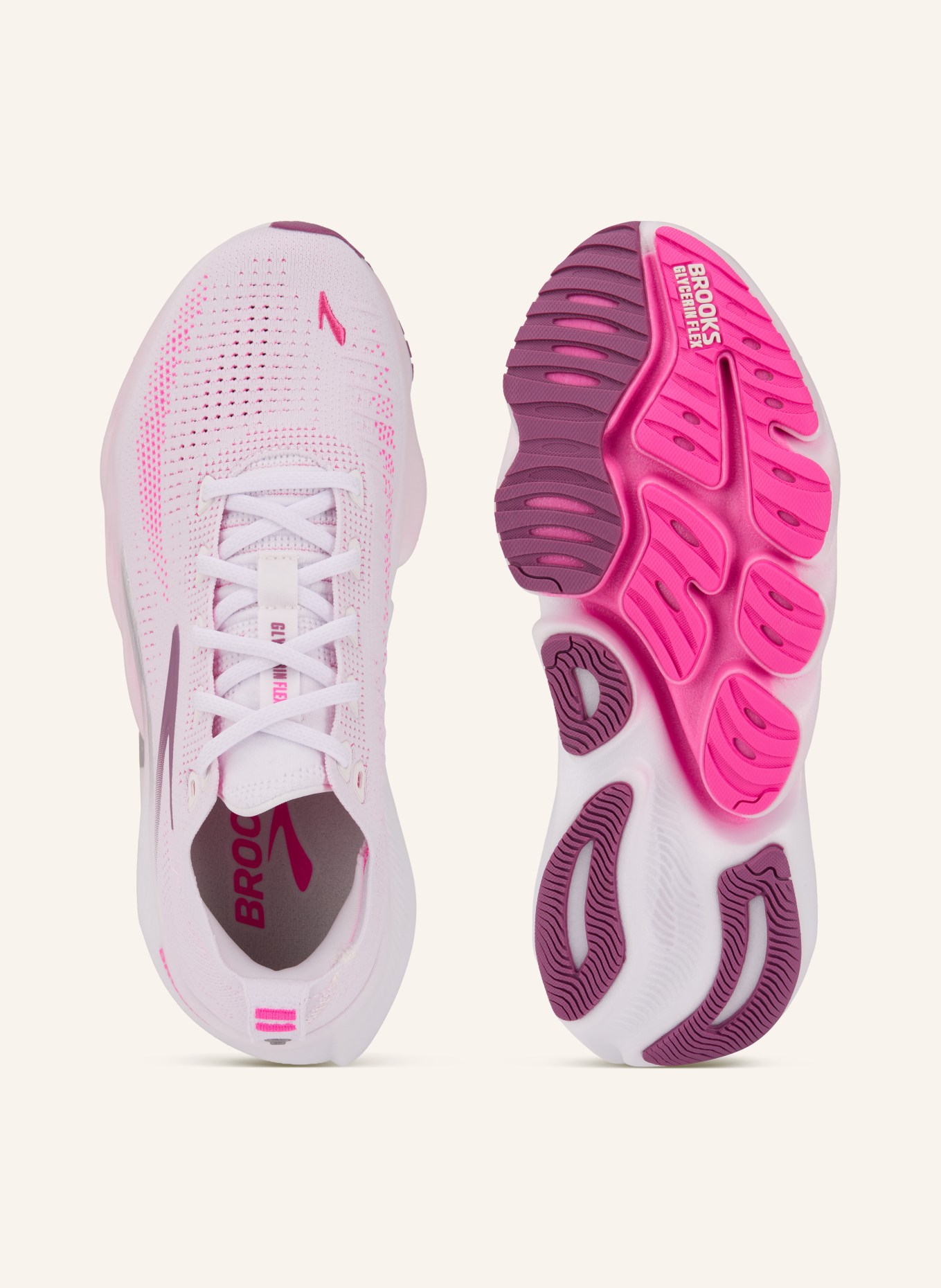 BROOKS Laufschuhe GLYCERIN FLEX: WEISS / HELLROSA / PINK