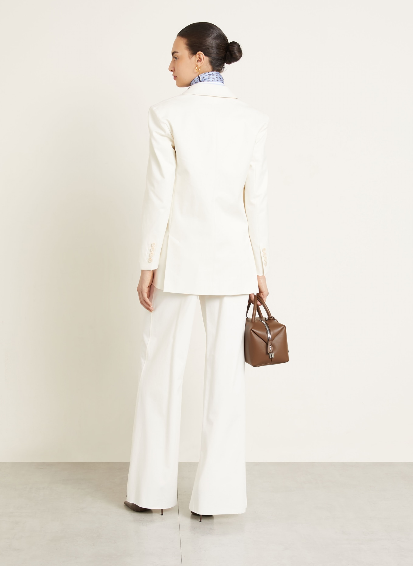 Max Mara Spodnie z materiału typu marle DENTICE: BIAŁY