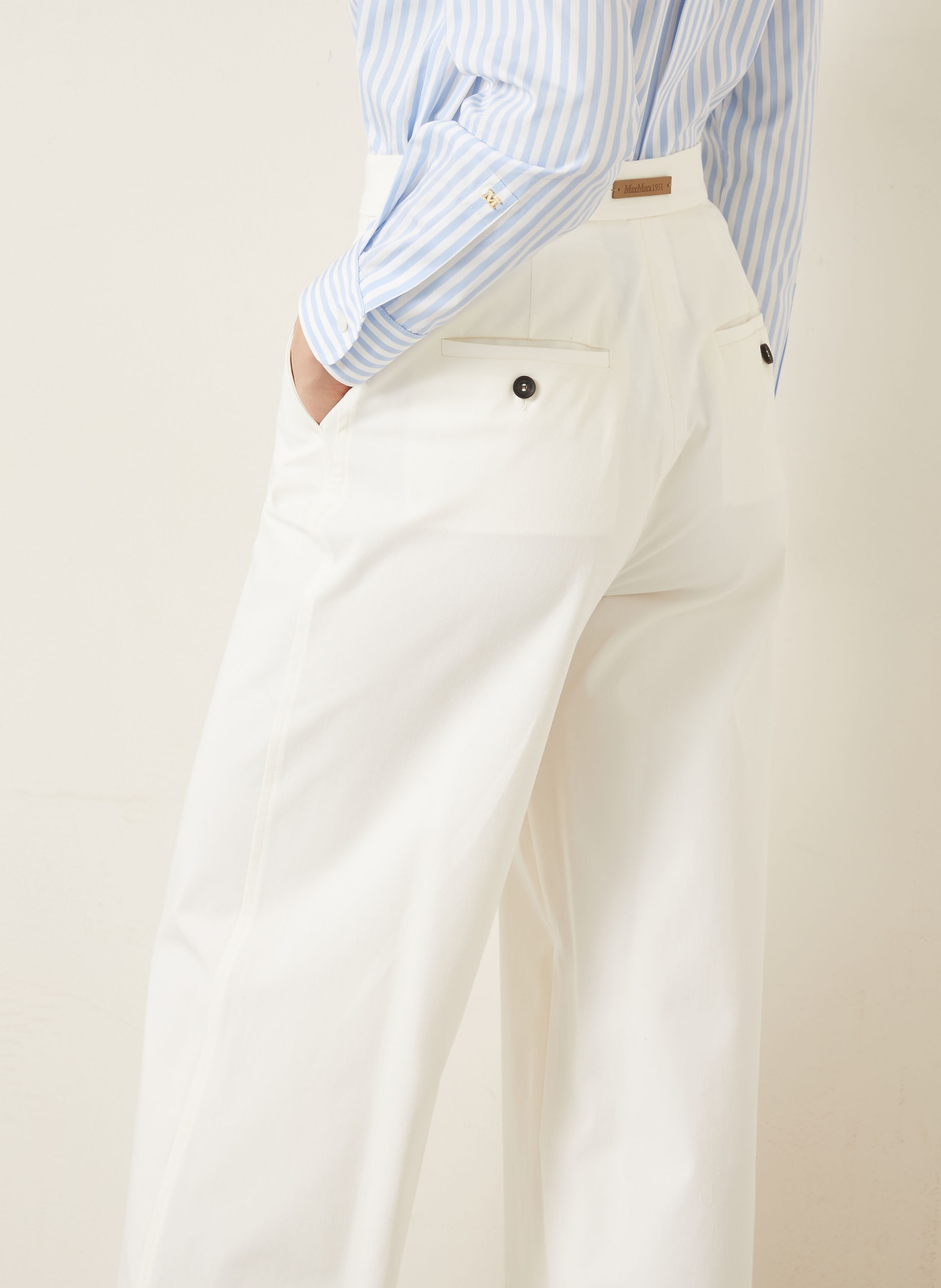 Max Mara Spodnie z materiału typu marle DENTICE: BIAŁY