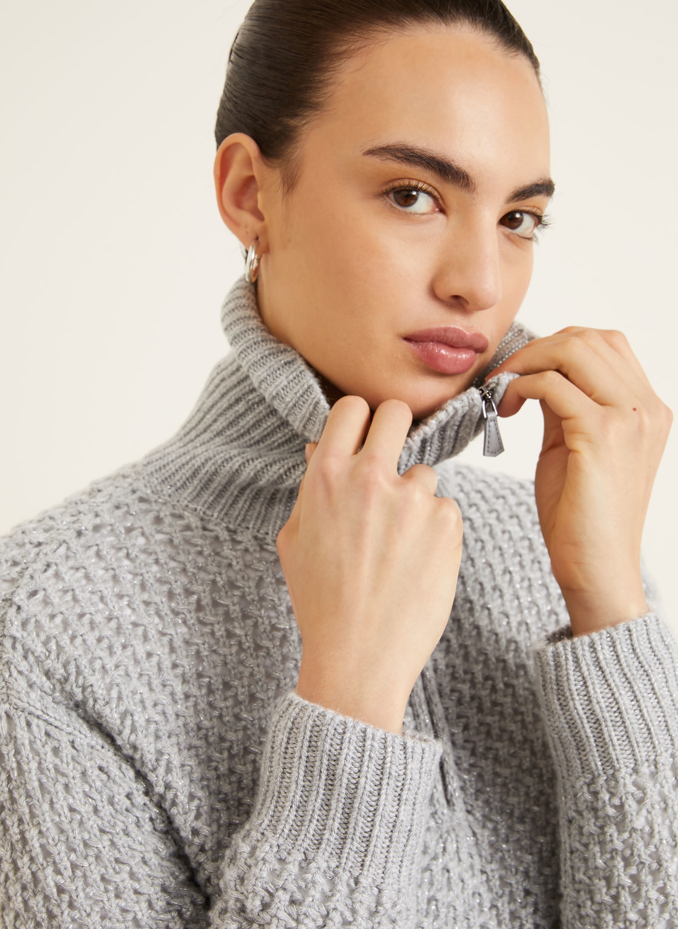 Max Mara Troyer TEQUILA mit Glitzergarn: GRAU