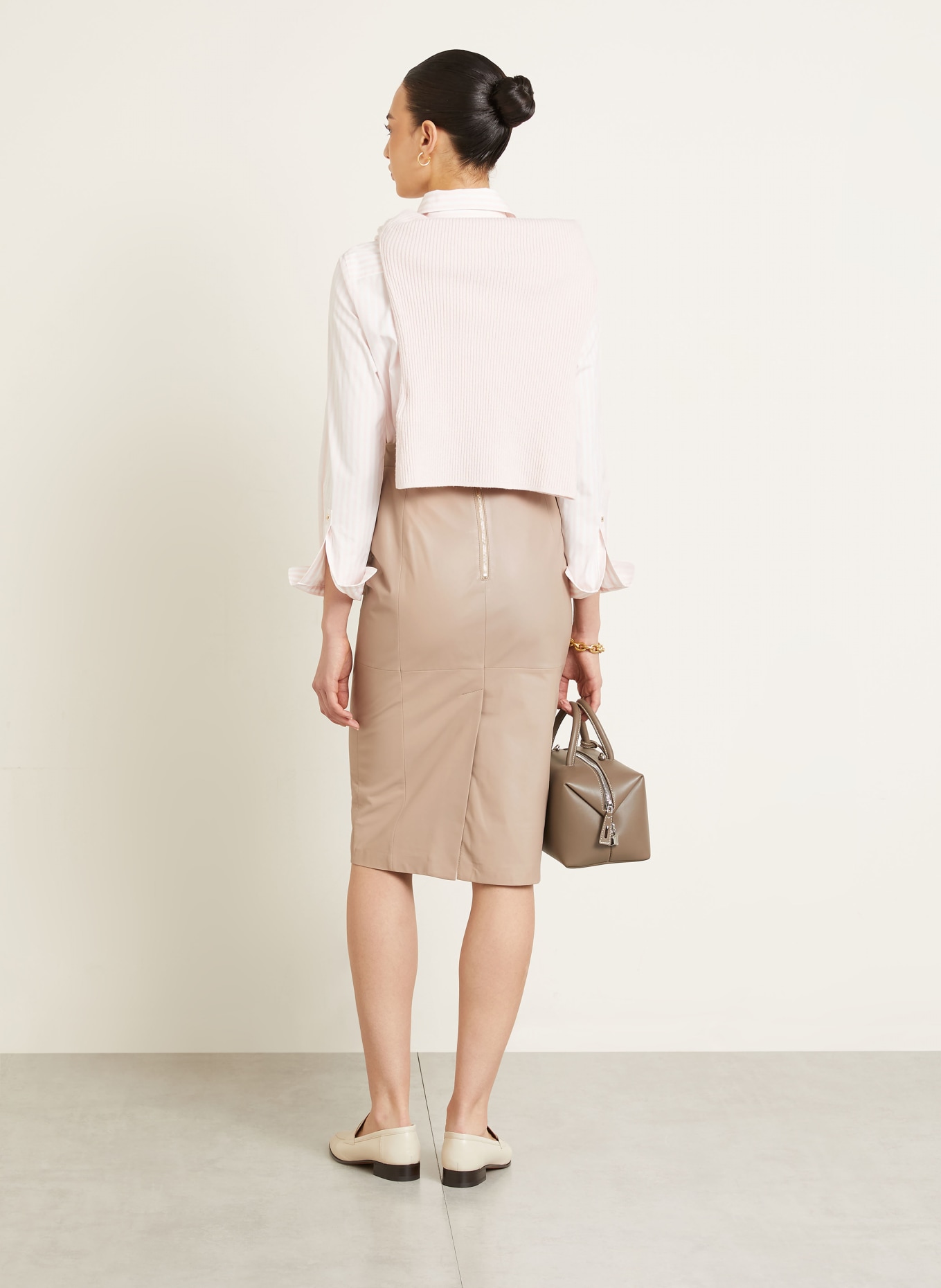 Max Mara Leather skirt RICAMO: TAUPE