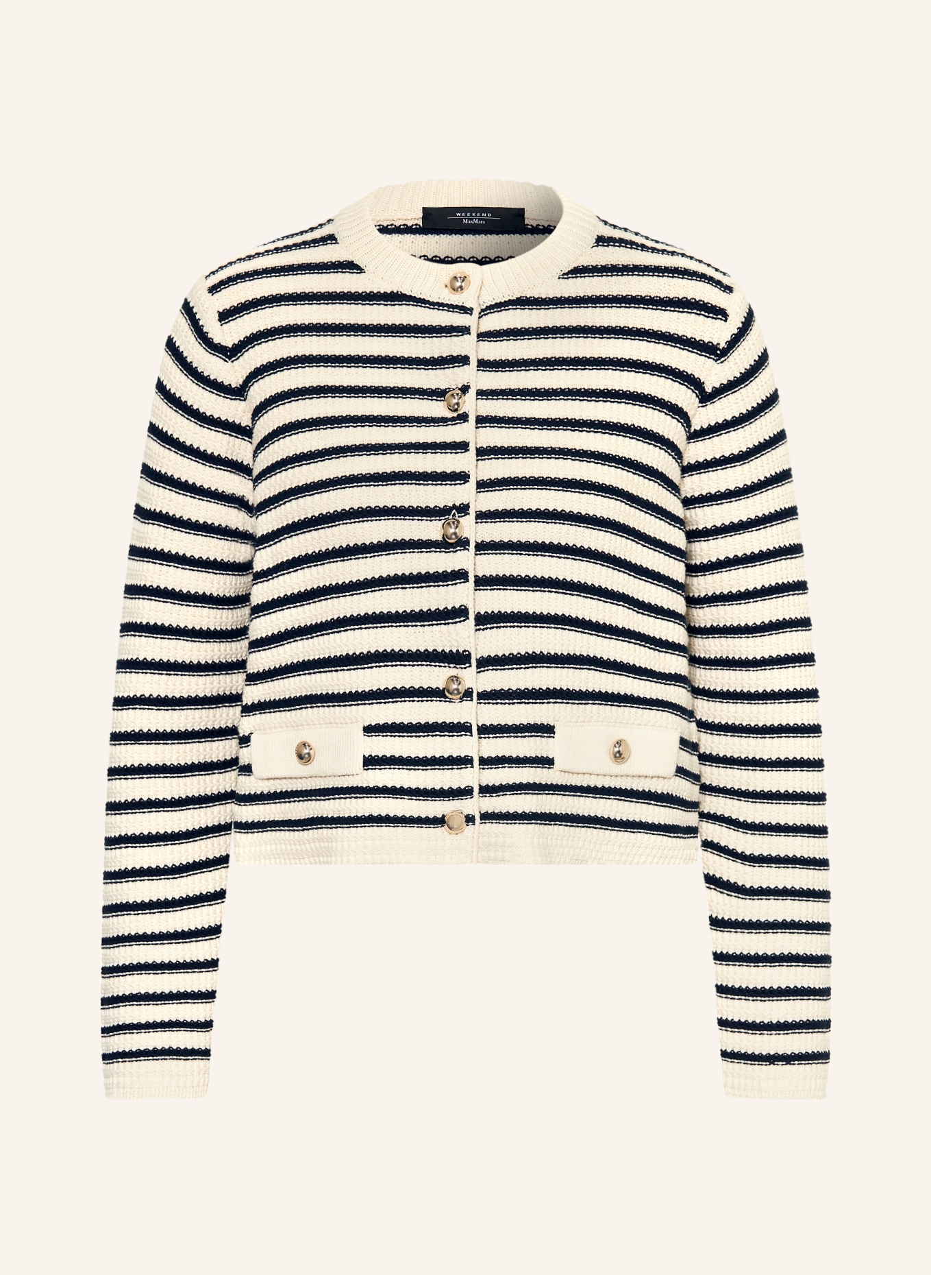 WEEKEND Max Mara Strickjacke VODKA: CREME / DUNKELBLAU