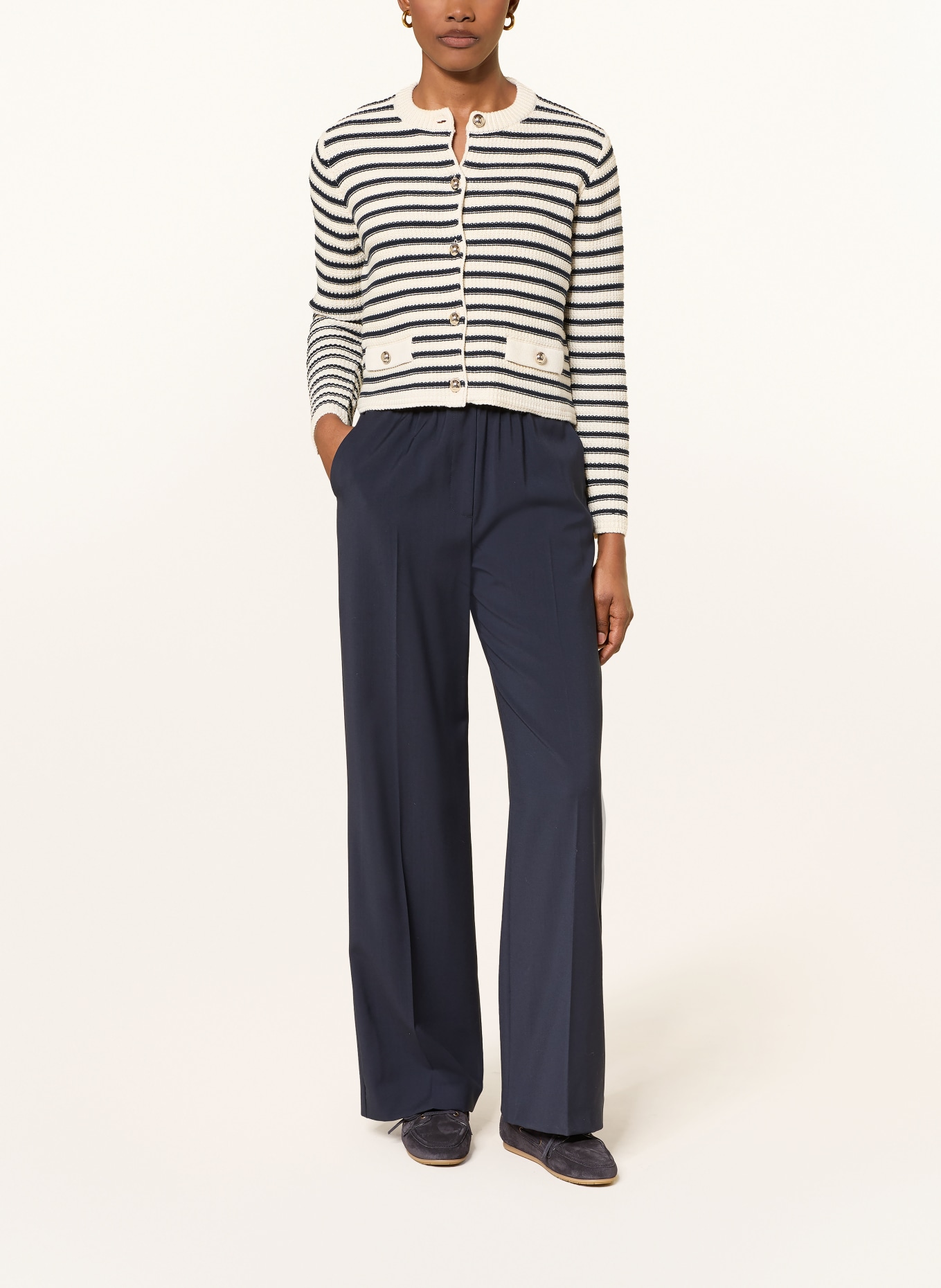 WEEKEND Max Mara Strickjacke VODKA: CREME / DUNKELBLAU