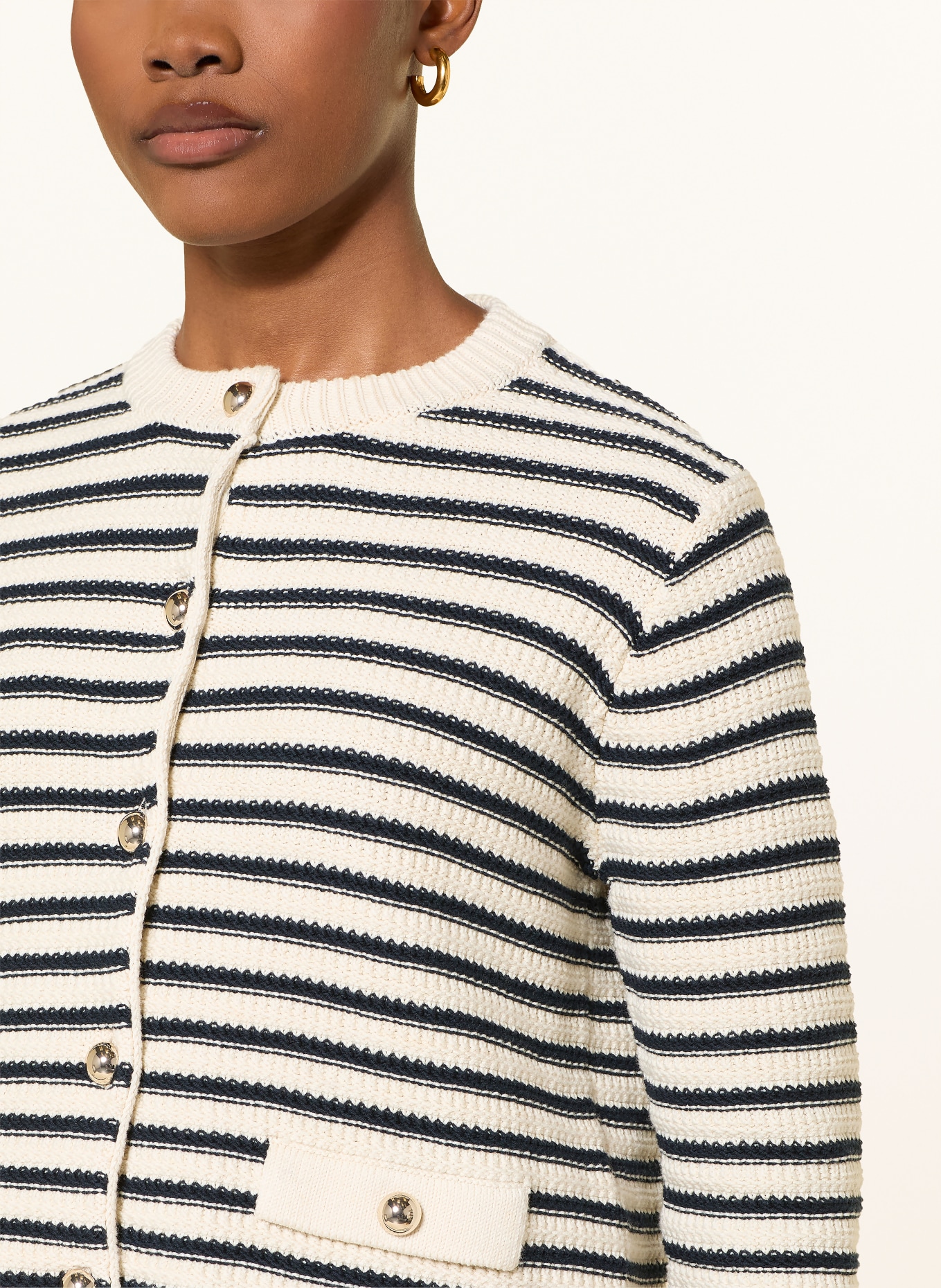 WEEKEND Max Mara Strickjacke VODKA: CREME / DUNKELBLAU