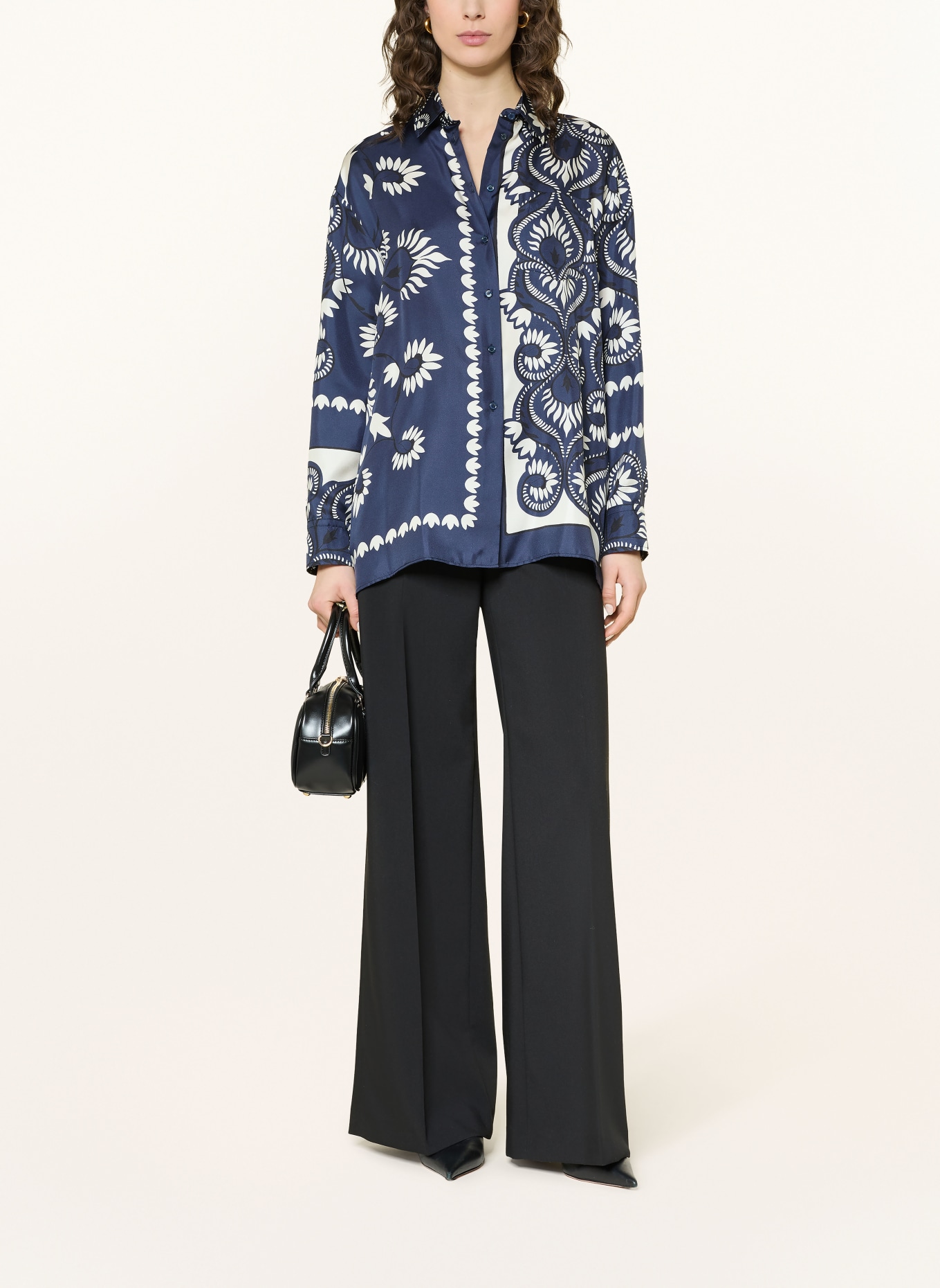 WEEKEND Max Mara Hemdbluse LASTRA aus Seide: DUNKELBLAU / WEISS / SCHWARZ