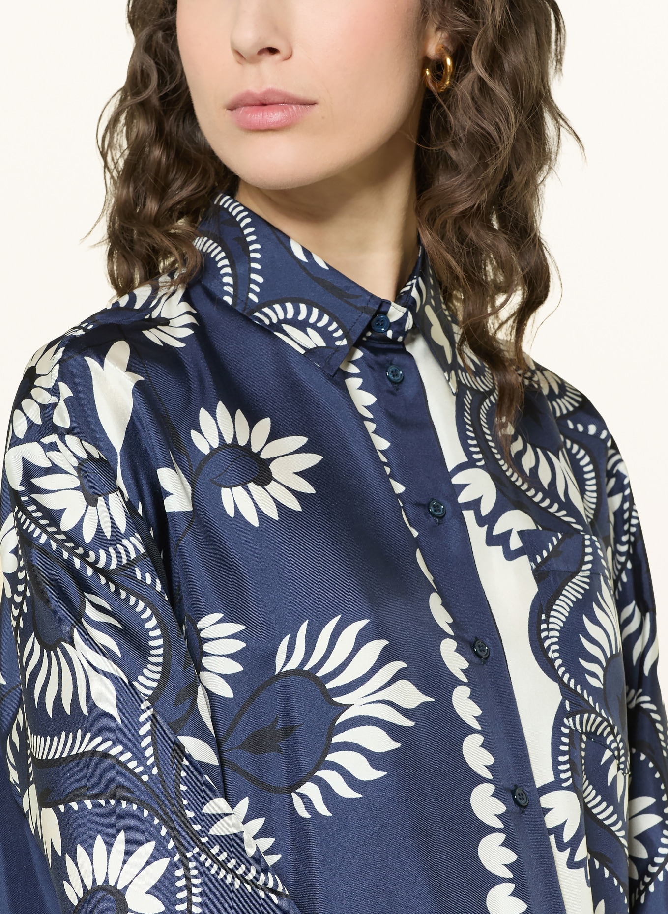 WEEKEND Max Mara Hemdbluse LASTRA aus Seide: DUNKELBLAU / WEISS / SCHWARZ