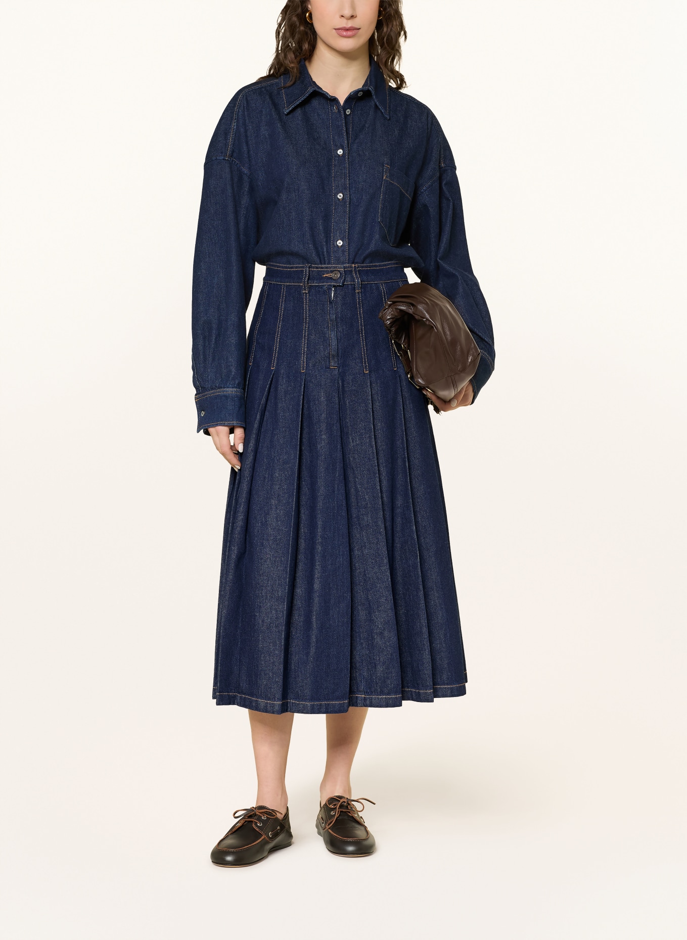 WEEKEND Max Mara Džínová sukně OVALE: TMAVĚ MODRÁ