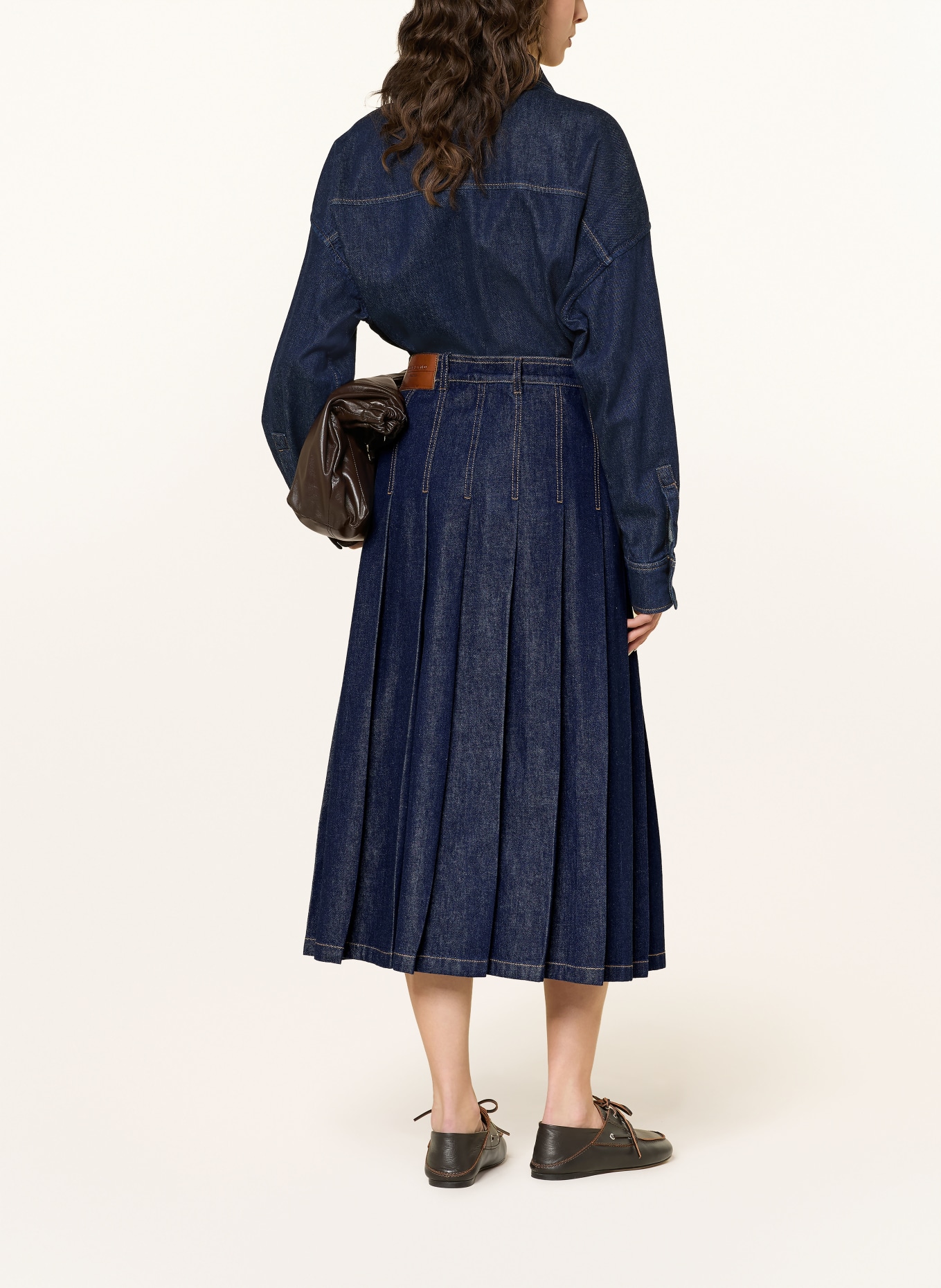 WEEKEND Max Mara Džínová sukně OVALE: TMAVĚ MODRÁ