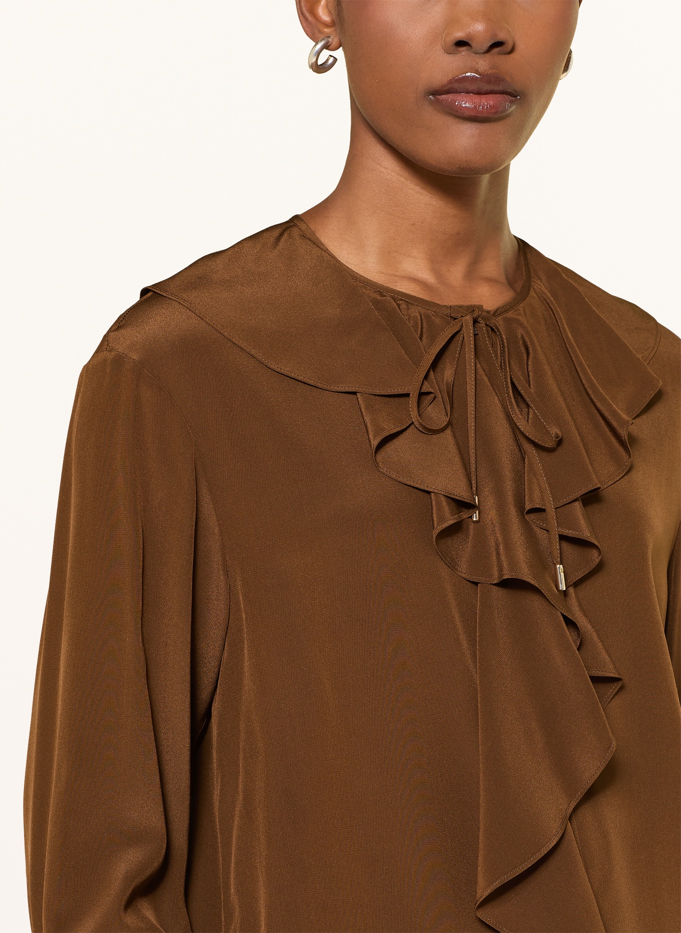 Max Mara STUDIO Chemisier en soie EPICA à volants: MARRON