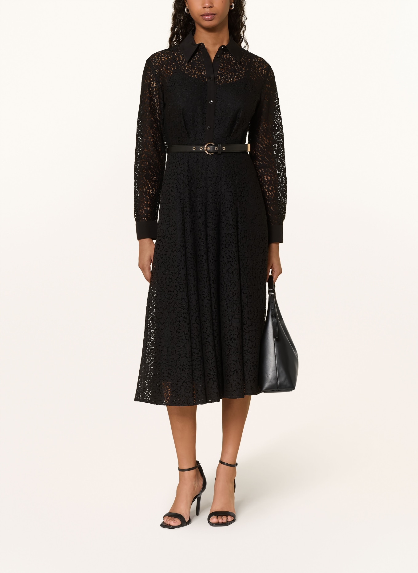 Max Mara STUDIO RICORDO lace shirt dress: BLACK