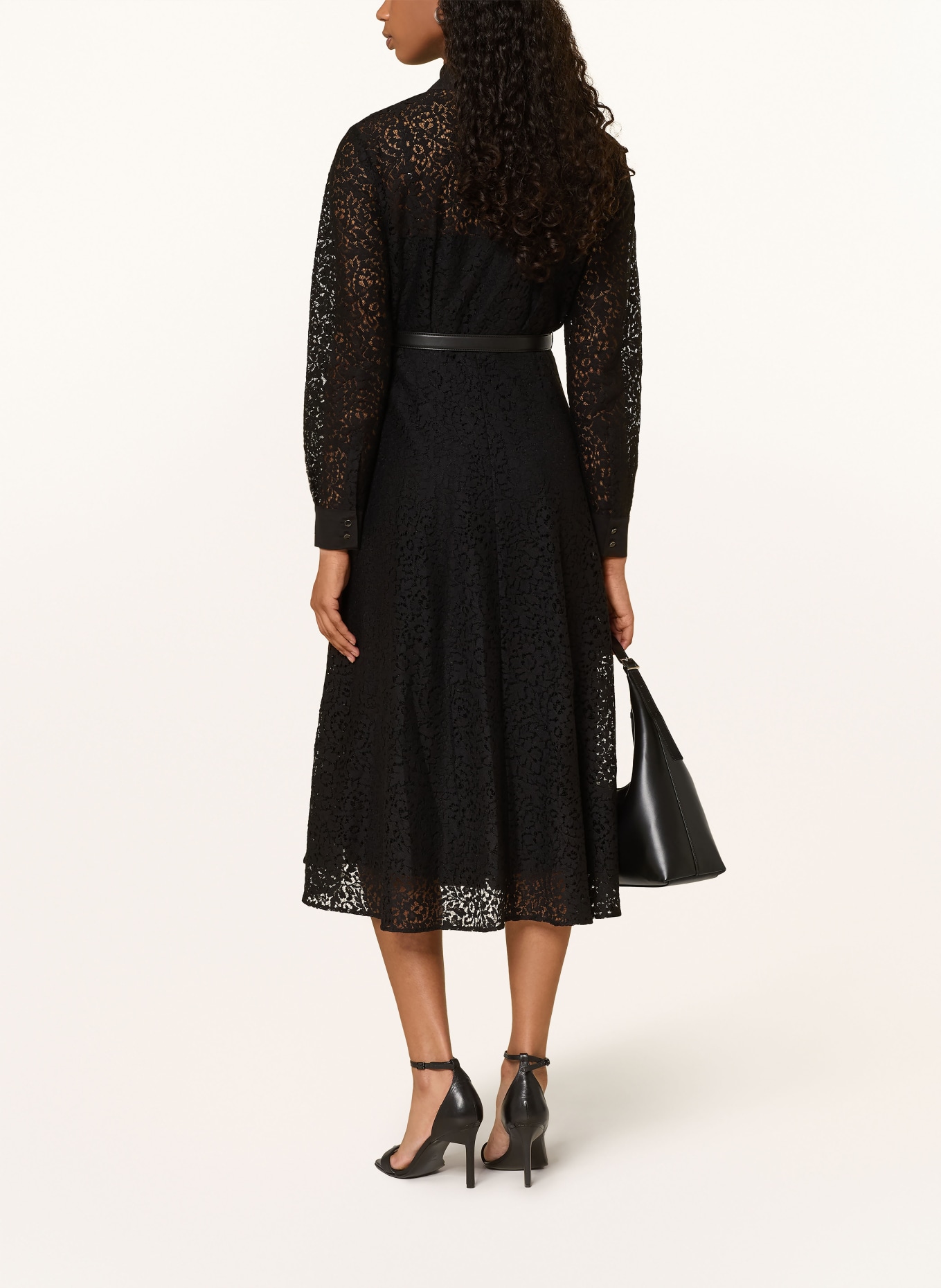 Max Mara STUDIO RICORDO lace shirt dress: BLACK