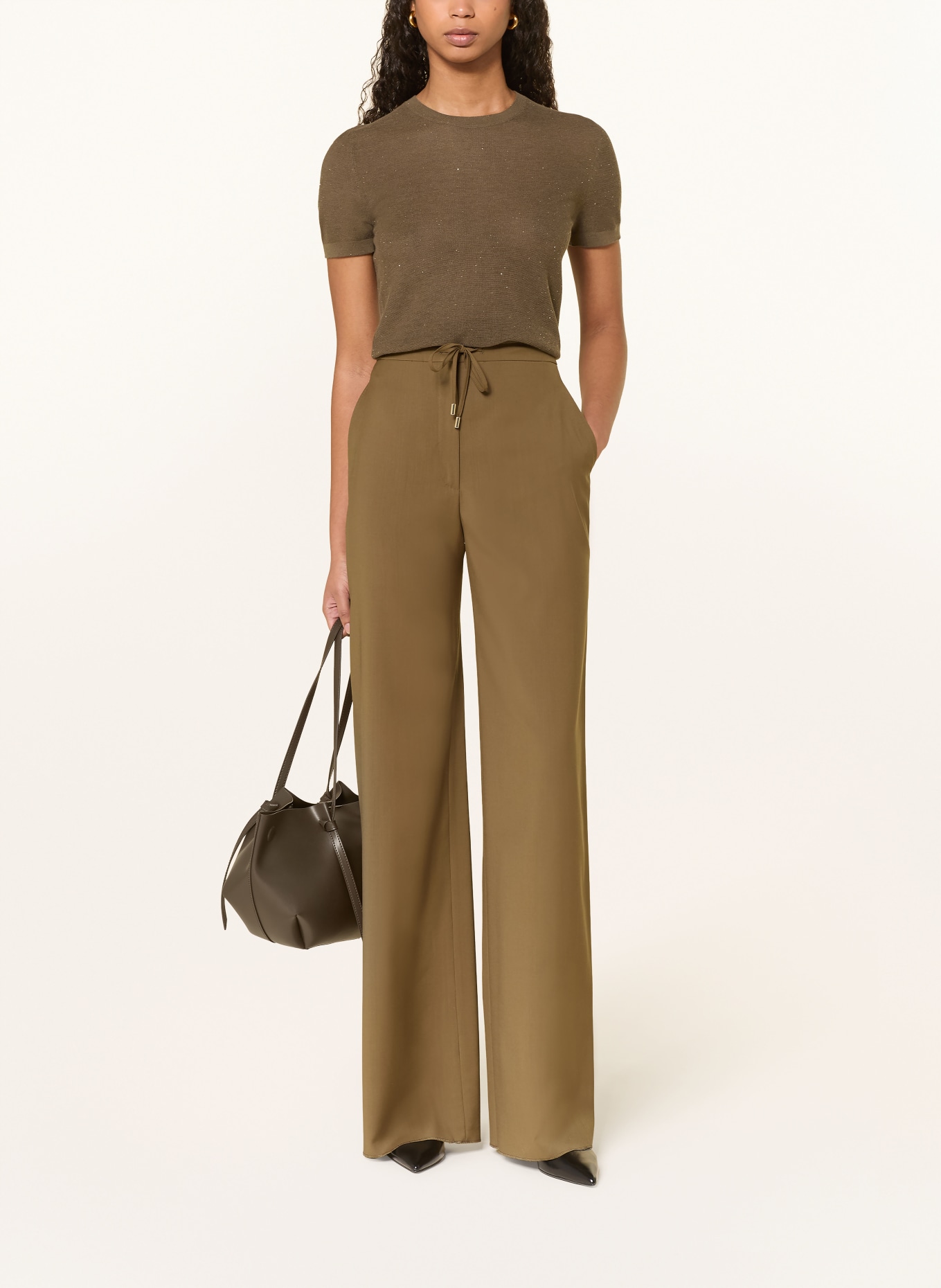 Max Mara STUDIO Spodnie z marleny CORONE: OLIWKOWY