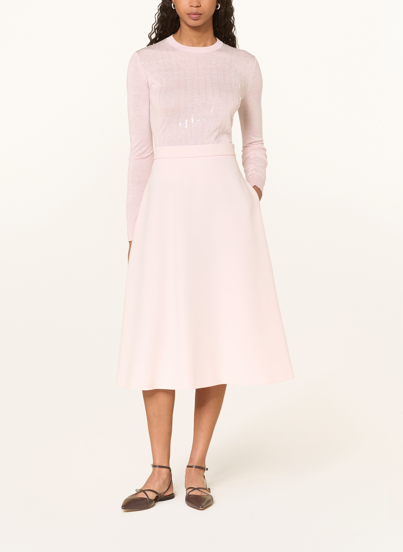 Max Mara STUDIO GABARRA sweater with silk and sequins: LIGHT PINK