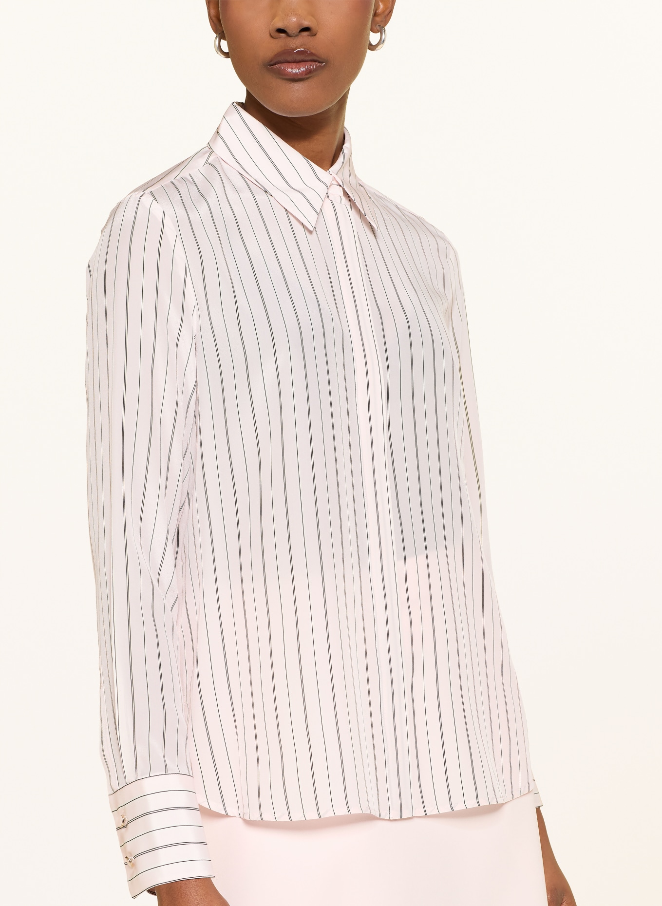 Max Mara STUDIO Hedvábná košile FLIRT: SVĚTLE RŮŽOVÁ / ČERNÁ