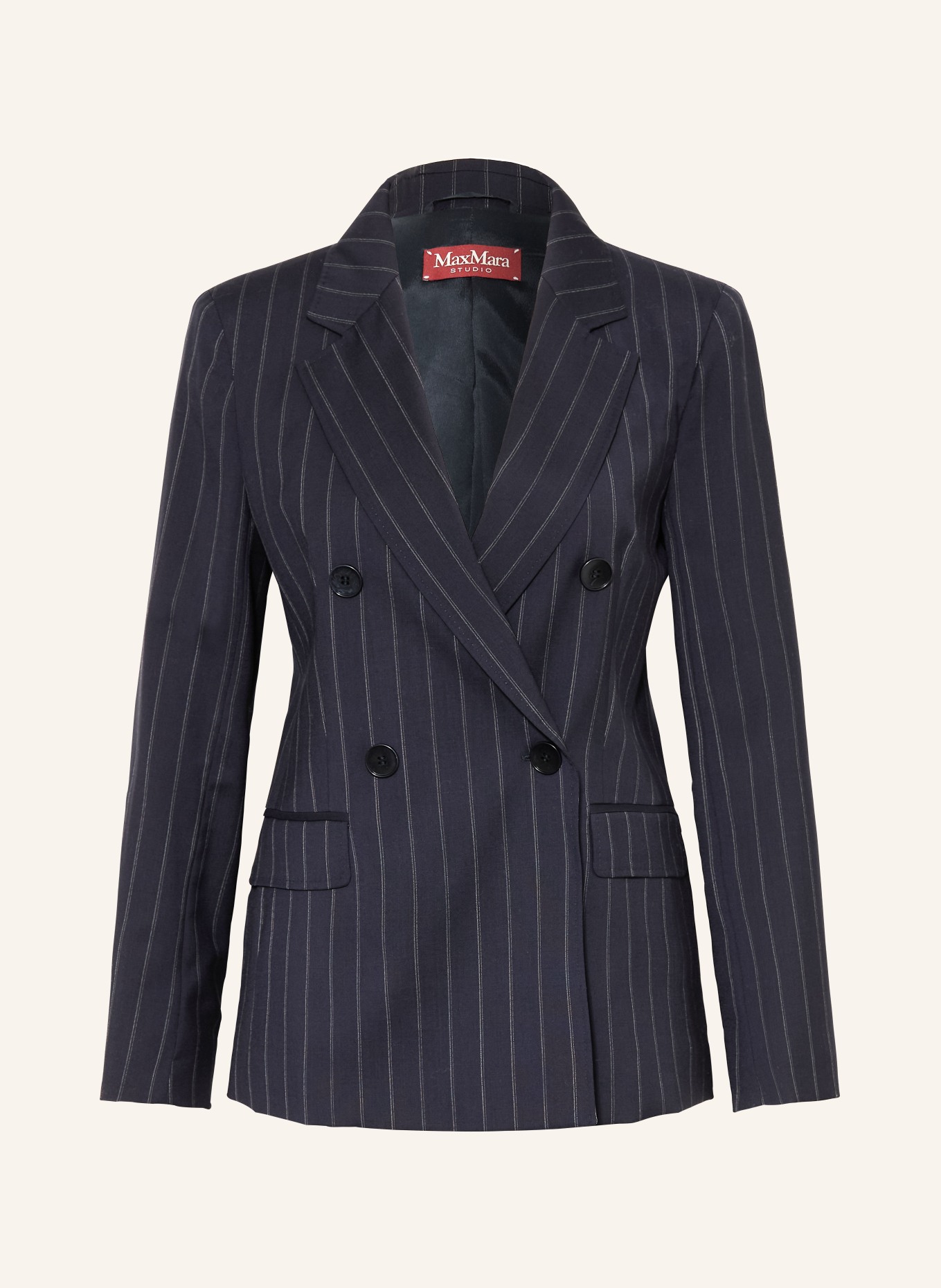 Max Mara STUDIO Blazer ONAGRO en laine vierge: BLEU FONCÉ / GRIS CLAIR