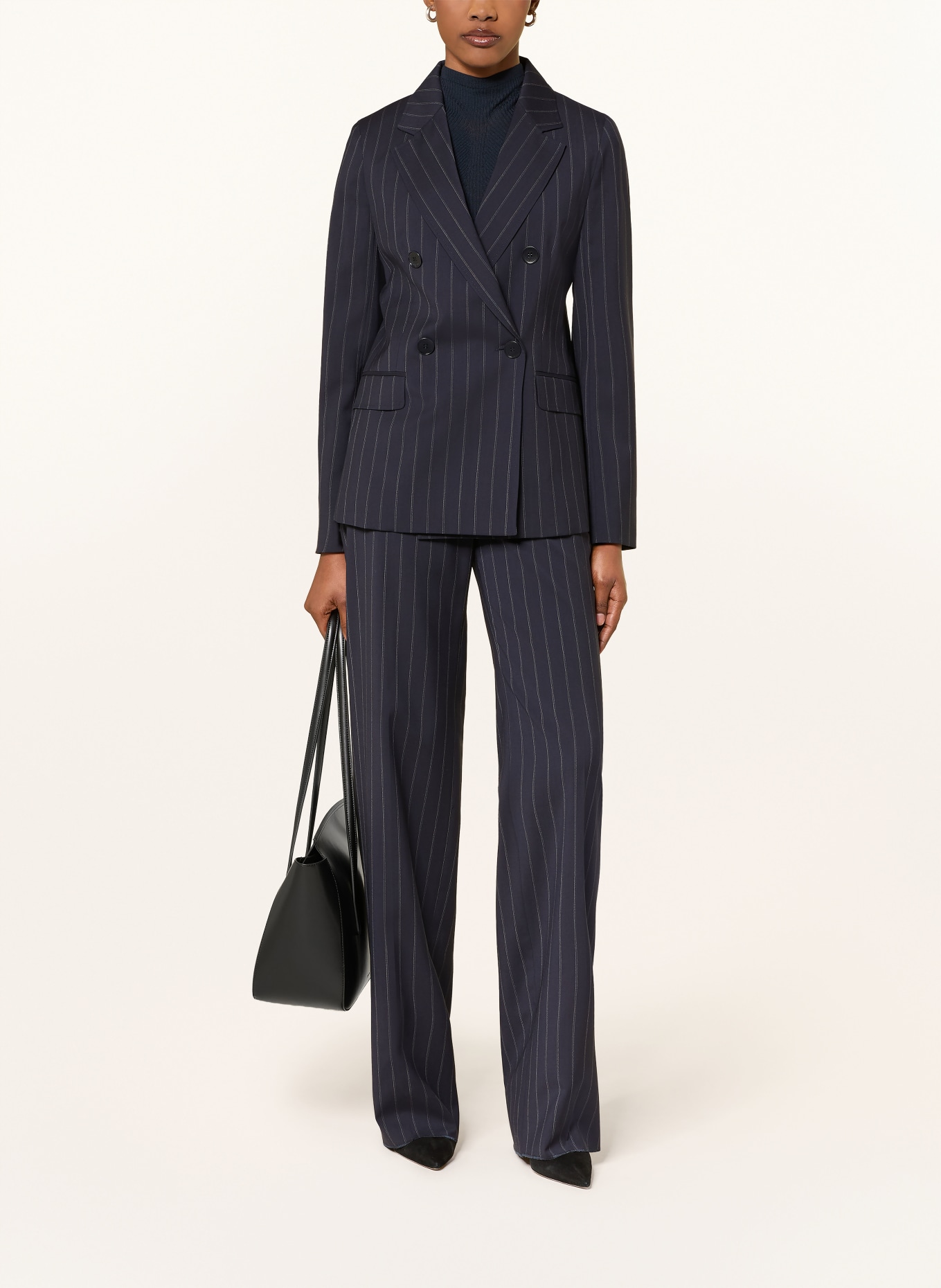 Max Mara STUDIO Blazer ONAGRO en laine vierge: BLEU FONCÉ / GRIS CLAIR