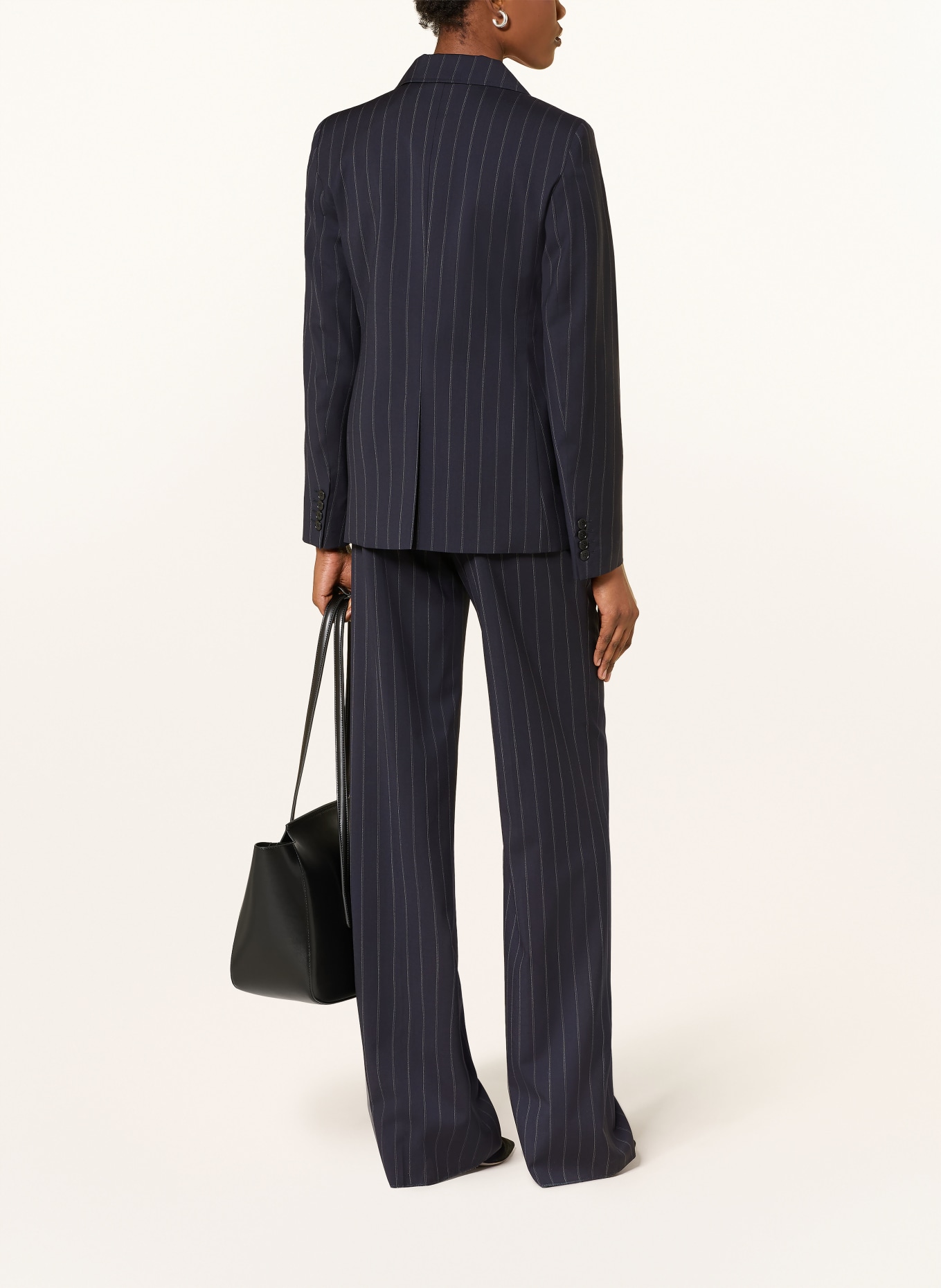 Max Mara STUDIO Blazer ONAGRO en laine vierge: BLEU FONCÉ / GRIS CLAIR