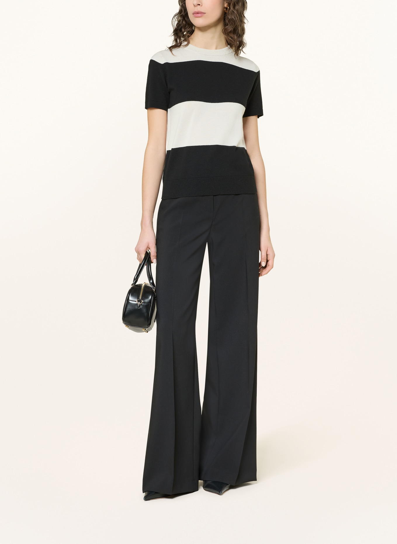 S Max Mara Strickshirt MAGENTA: WEISS / SCHWARZ