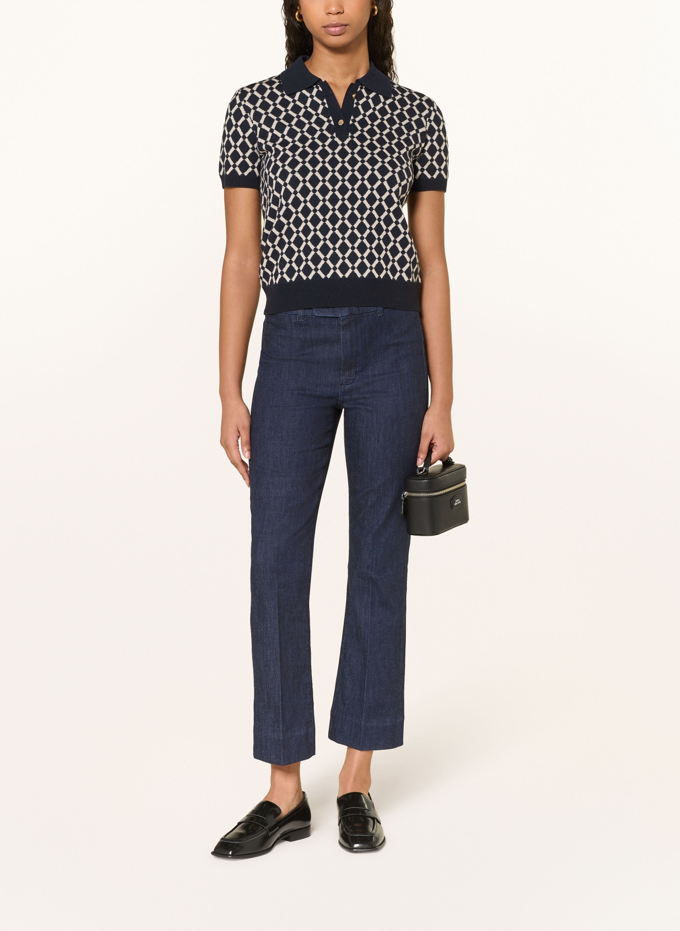 S Max Mara Pletené polo tričko EDERA: TMAVĚ MODRÁ / KRÉMOVÁ