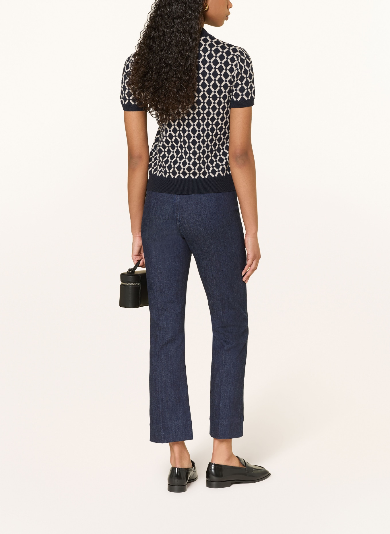 S Max Mara Pletené polo tričko EDERA: TMAVĚ MODRÁ / KRÉMOVÁ