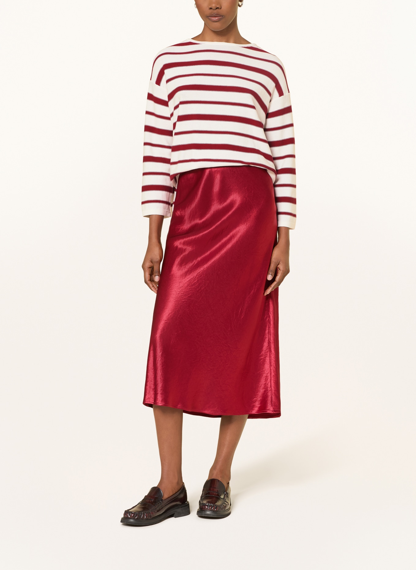 MM by Max Mara Shirt LOCUSTA mit 3/4-Arm: DUNKELROT / WEISS