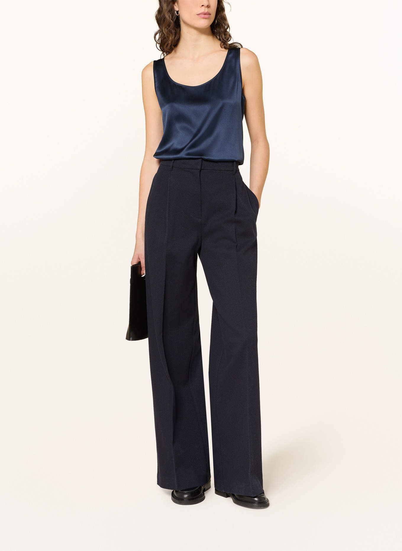 MM by Max Mara Hedvábný top MMLPAN: TMAVĚ MODRÁ