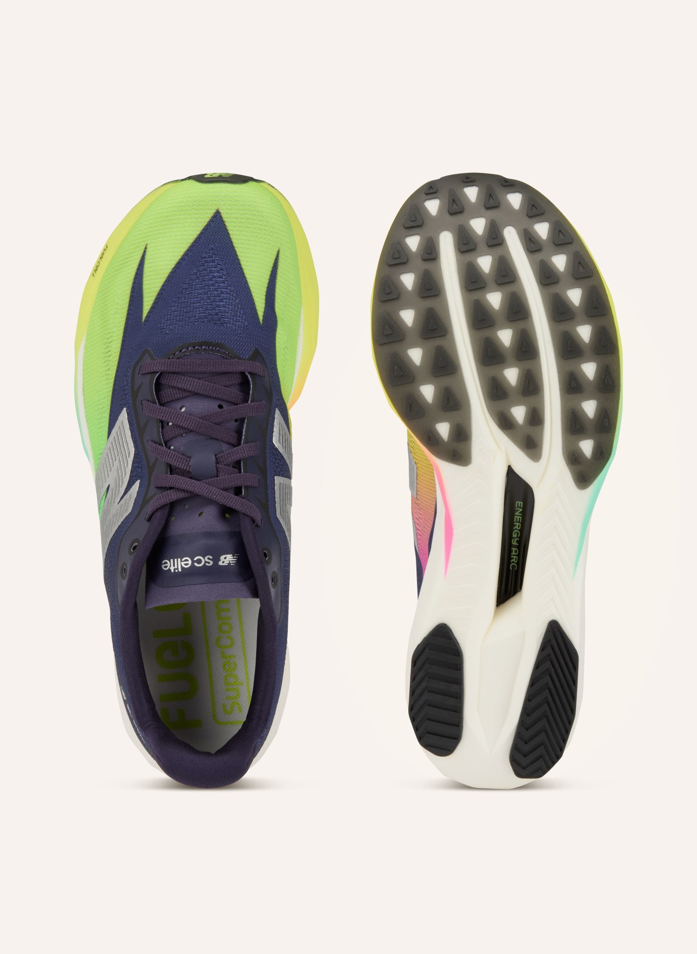 new balance Běžecké boty FUELCELL SUPERCOMP ELITE V5: TMAVĚ MODRÁ / STŘÍBRNÁ / NEONOVĚ ZELENÁ