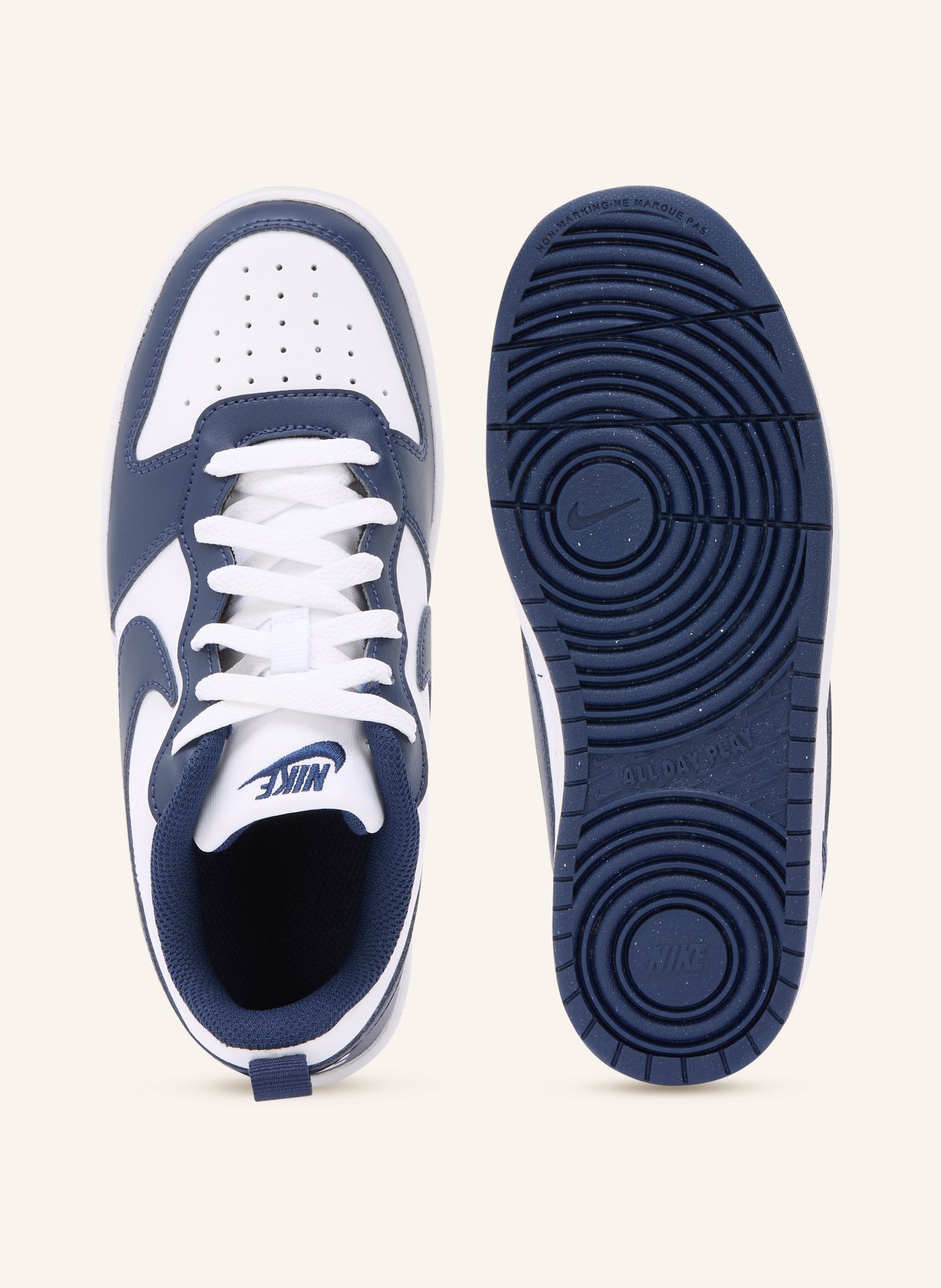Nike COURT BOROUGH LOW NEXT BLOOM sneakers: WHITE / DARK BLUE