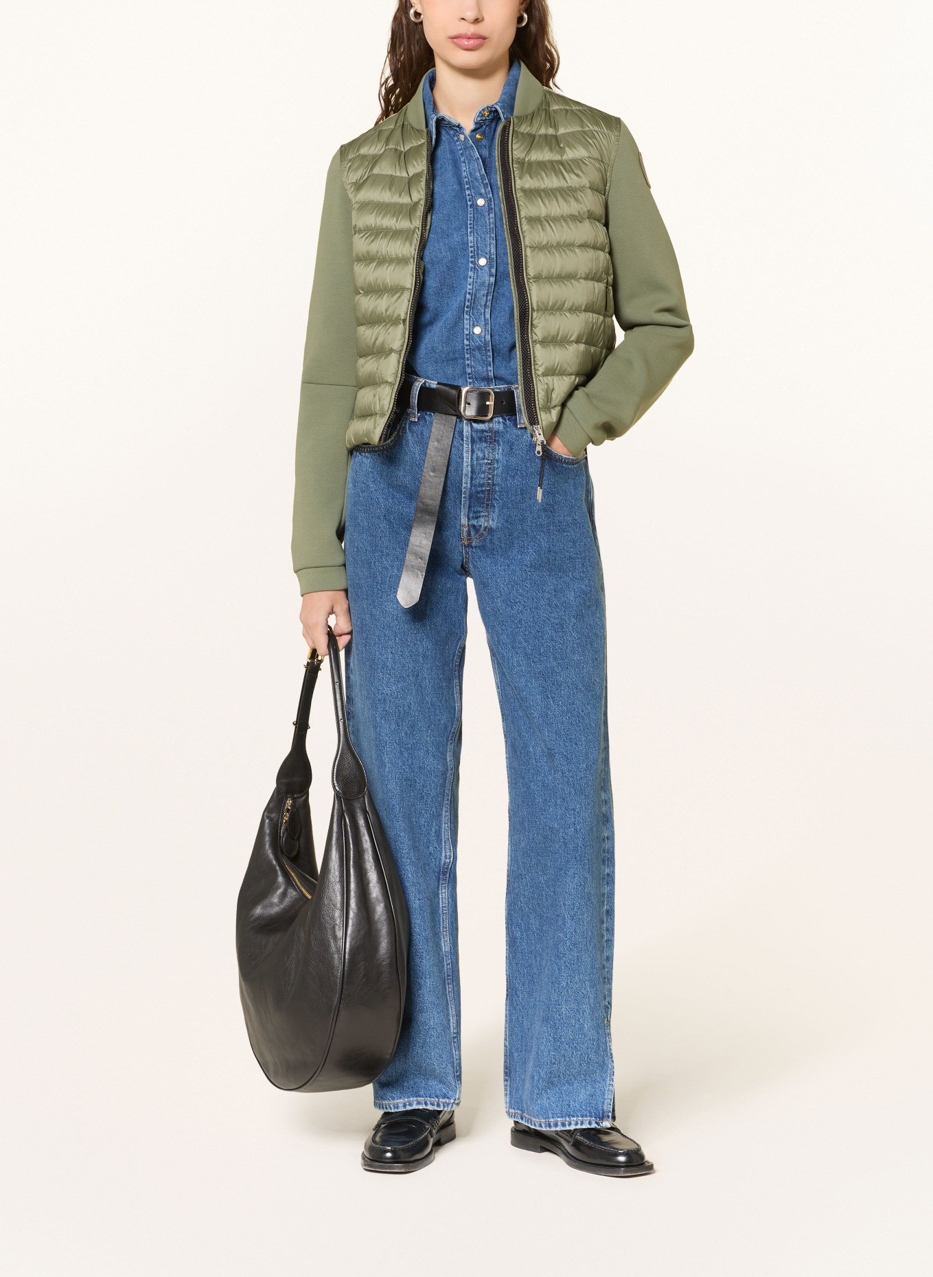 PARAJUMPERS Lehká péřová bunda KALYSTA z kombinace materiálů: SVĚTLE ZELENÁ