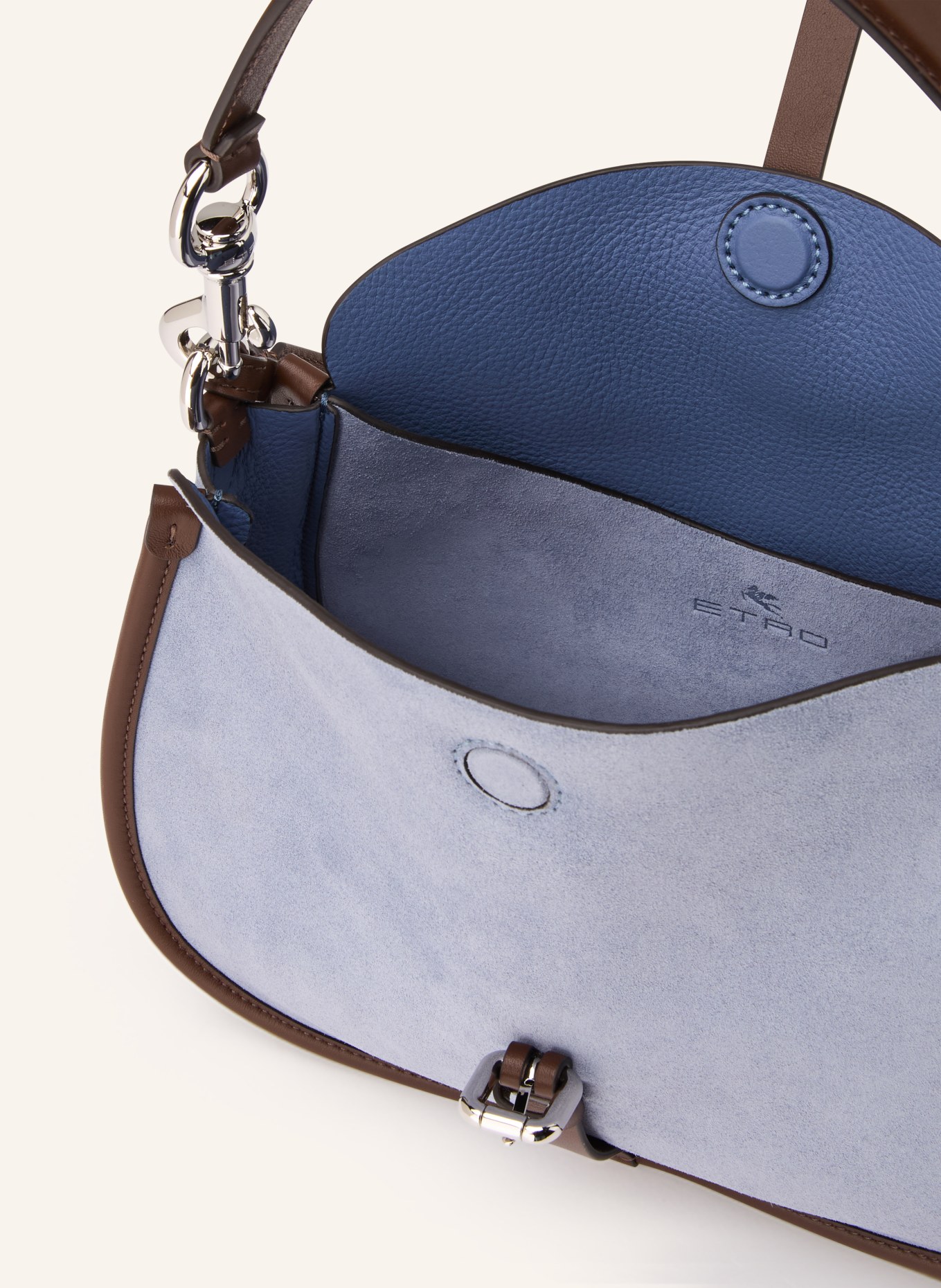 ETRO Schultertasche PONY: HELLBLAU / DUNKELBRAUN