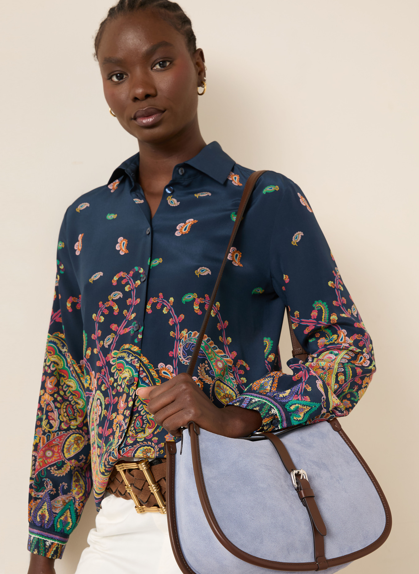 ETRO Sac à bandoulière PONY: BLEU CLAIR / MARRON FONCÉ