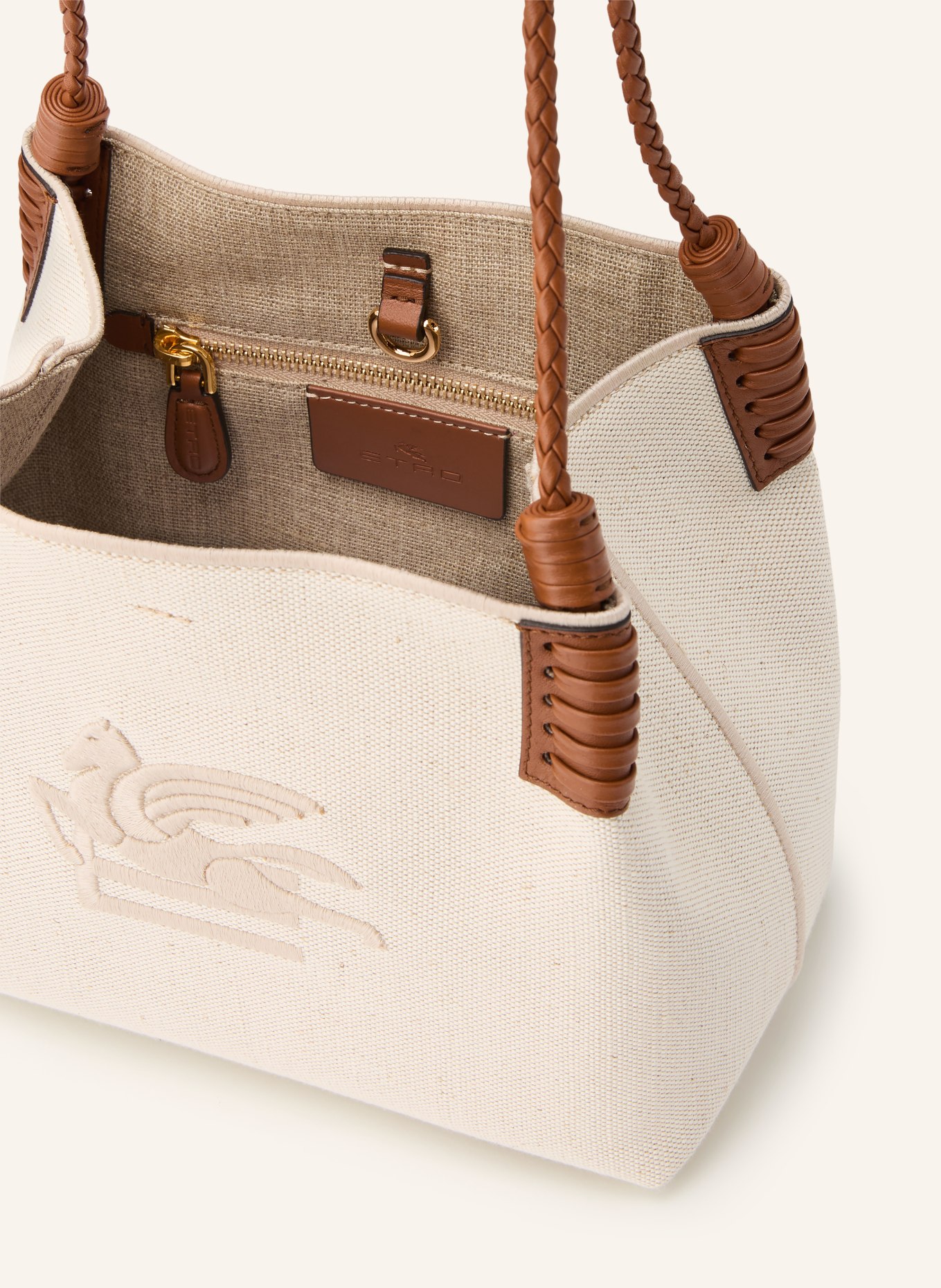 ETRO Shopper LIBRA: BEIGE / BRAUN