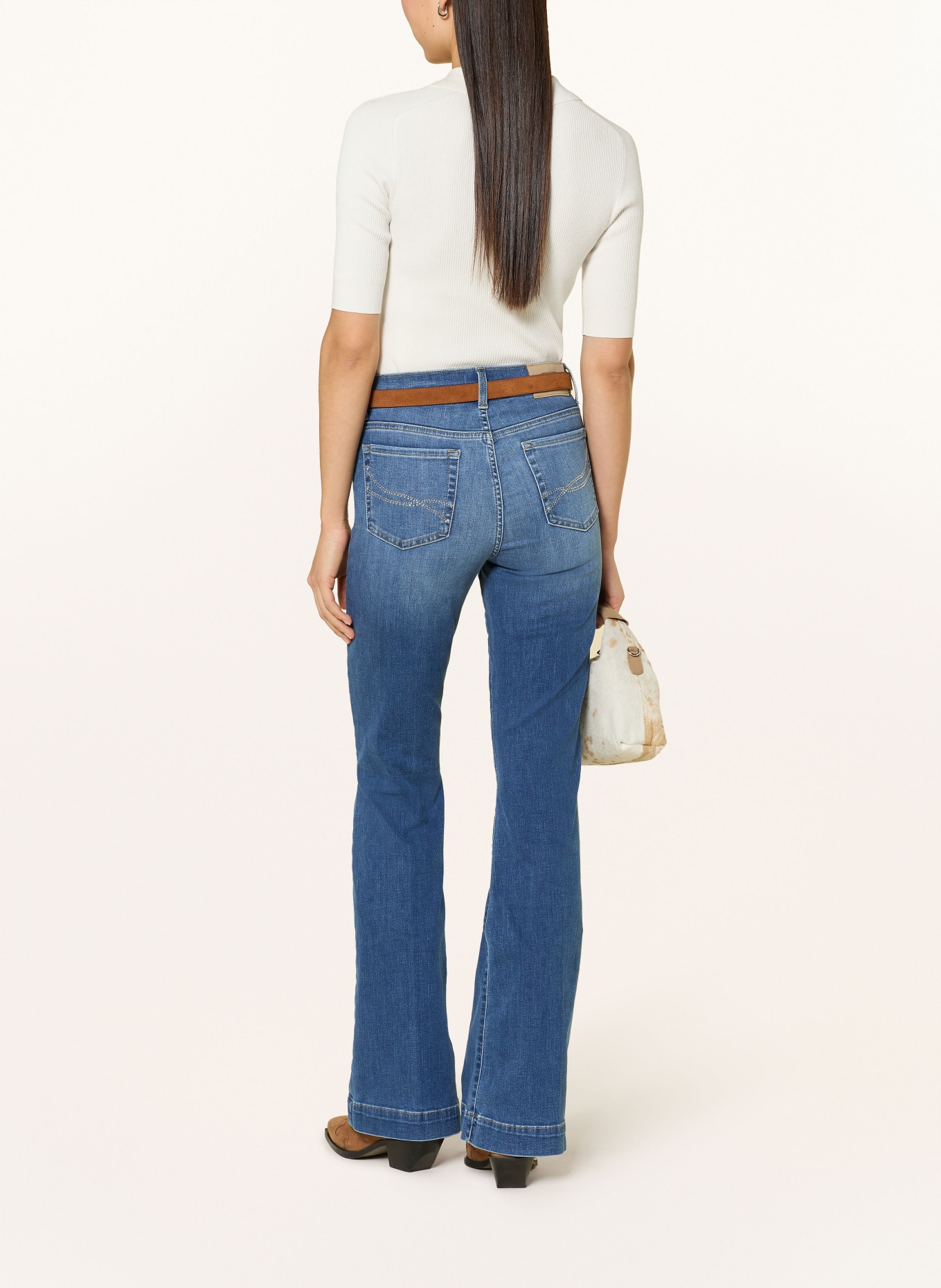 LIU JO Flared Jeans mit Schmucksteinen: 7L028 Den.Blue long.aut.dk