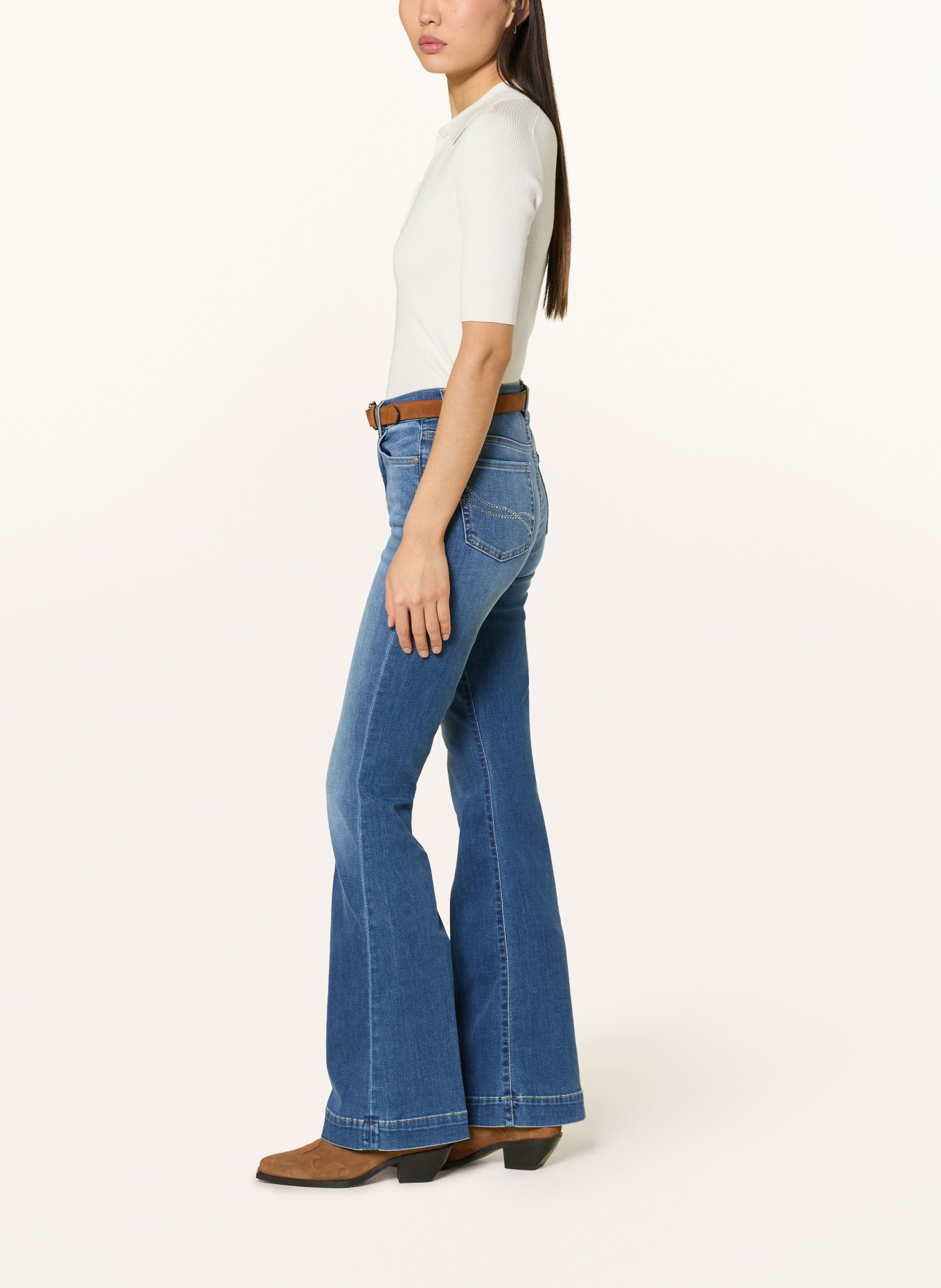 LIU JO Flared Jeans mit Schmucksteinen: 7L028 Den.Blue long.aut.dk