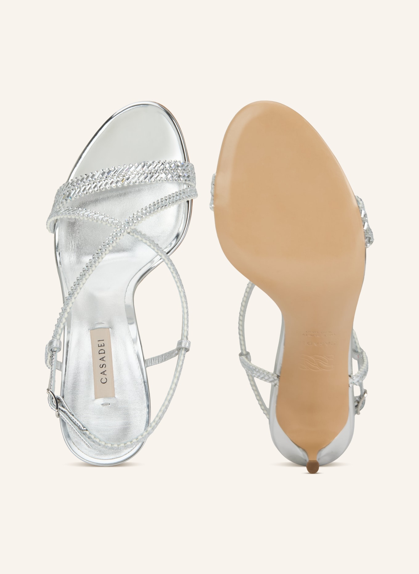 CASADEI Sandały JOSEPHINE JULIA z kamieniami ozdobnymi: SREBRNY
