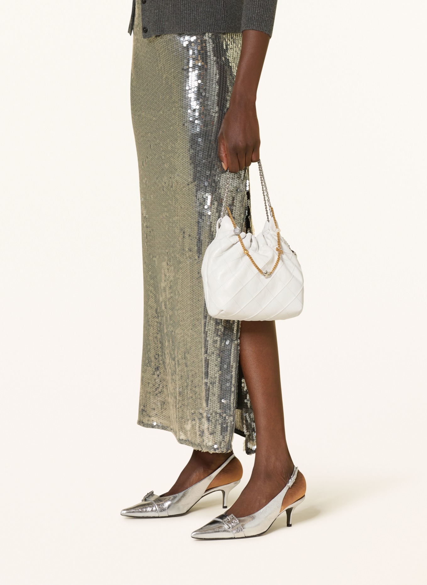 TORY BURCH Torba FLEMING MINI: BIAŁY / ZŁOTY