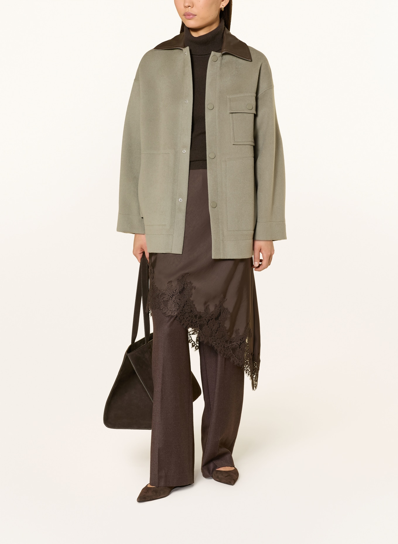 MAX & Co. Overjacket HACK: OLIV / BRAUN