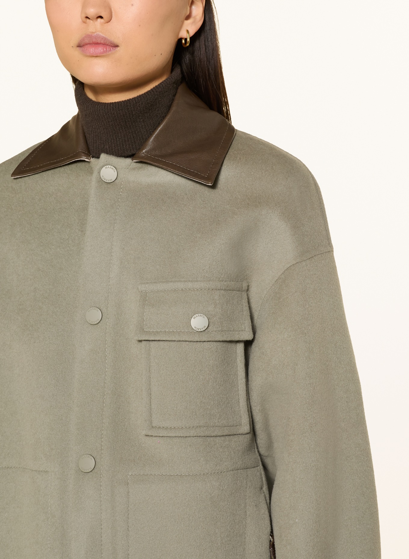 MAX & Co. Overjacket HACK: OLIV / BRAUN