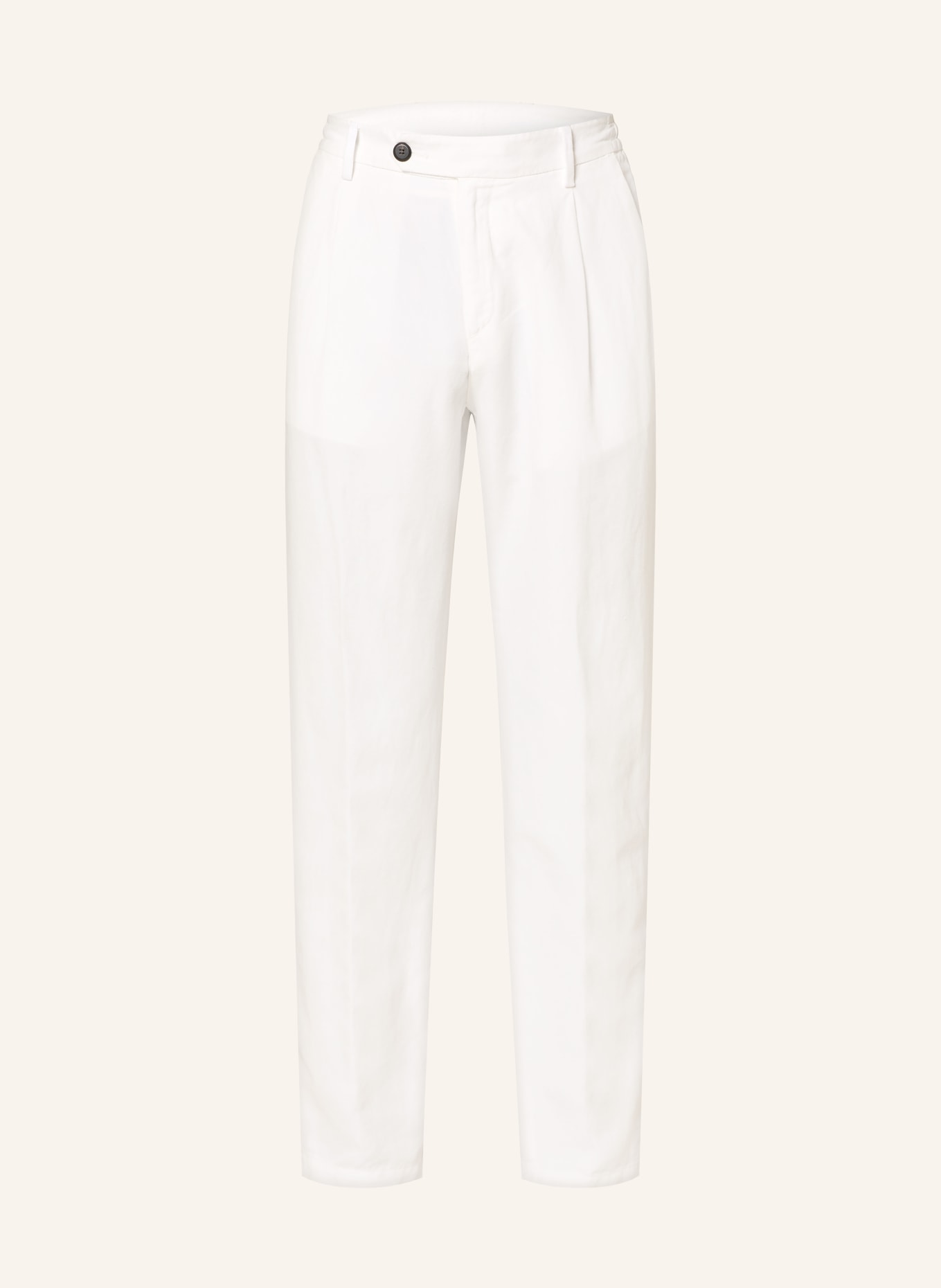 eleventy Chino Extra Slim Fit mit Leinen: WEISS