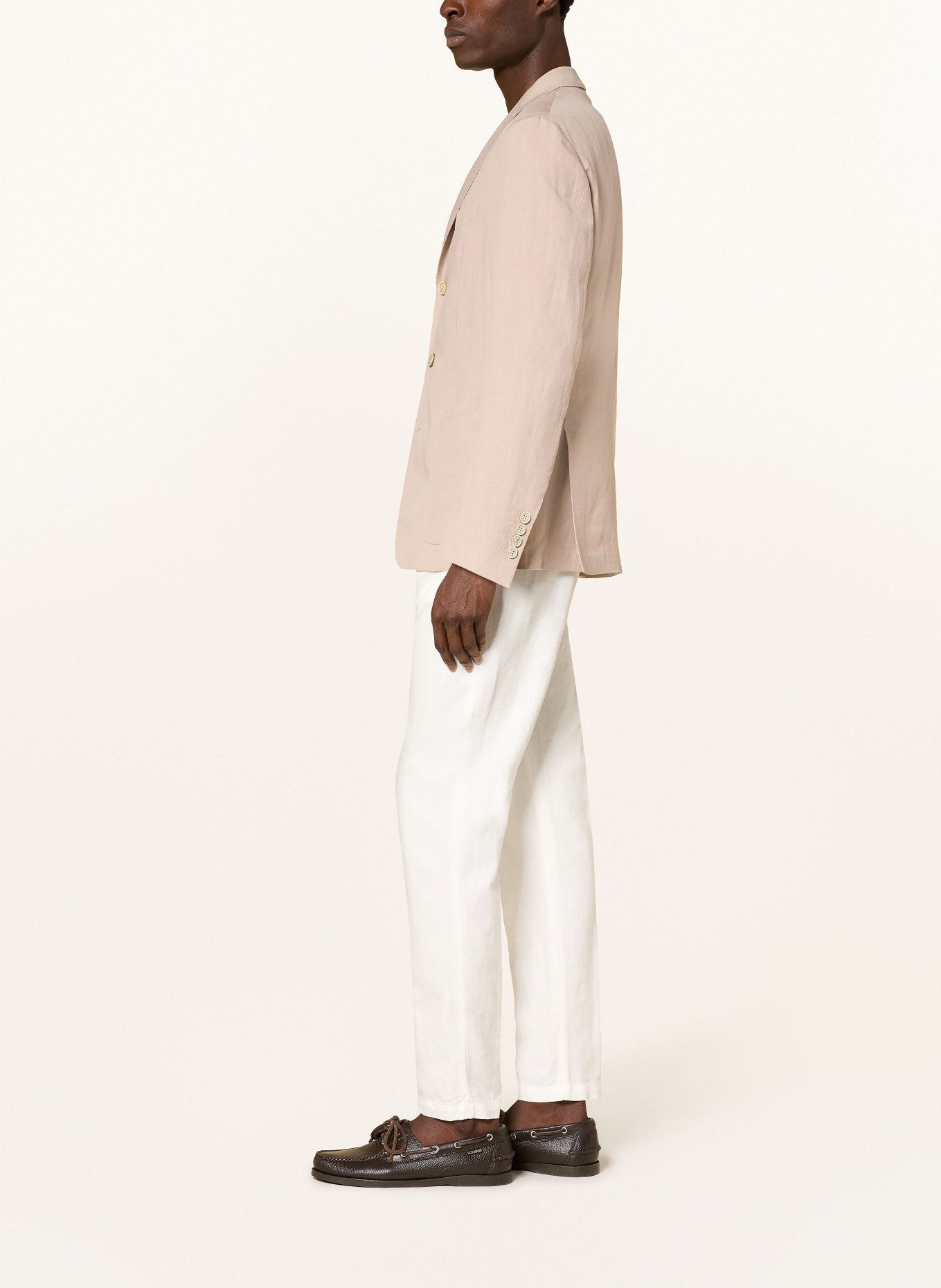 eleventy Chino Extra Slim Fit mit Leinen: WEISS