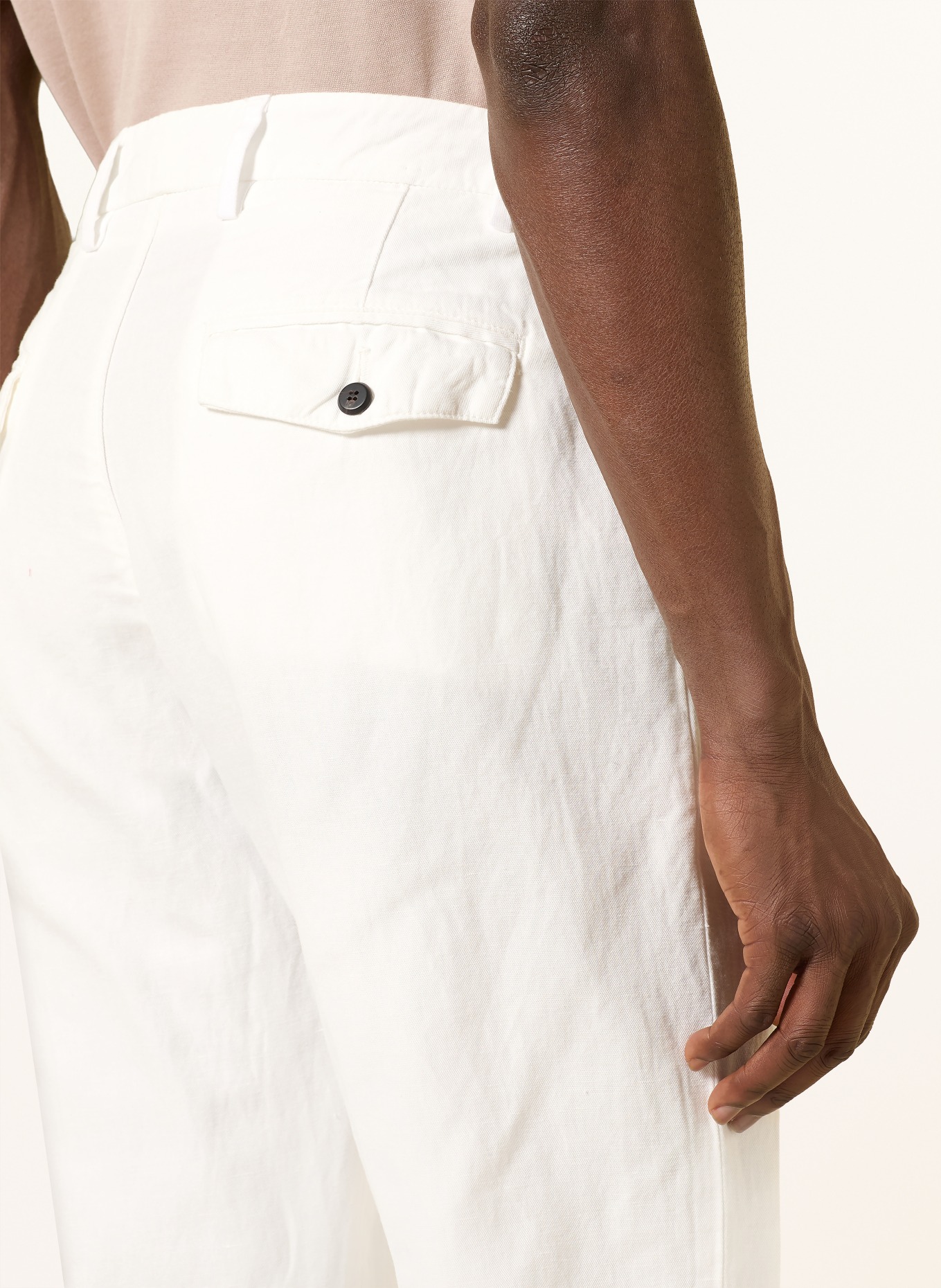 eleventy Chino Extra Slim Fit mit Leinen: WEISS