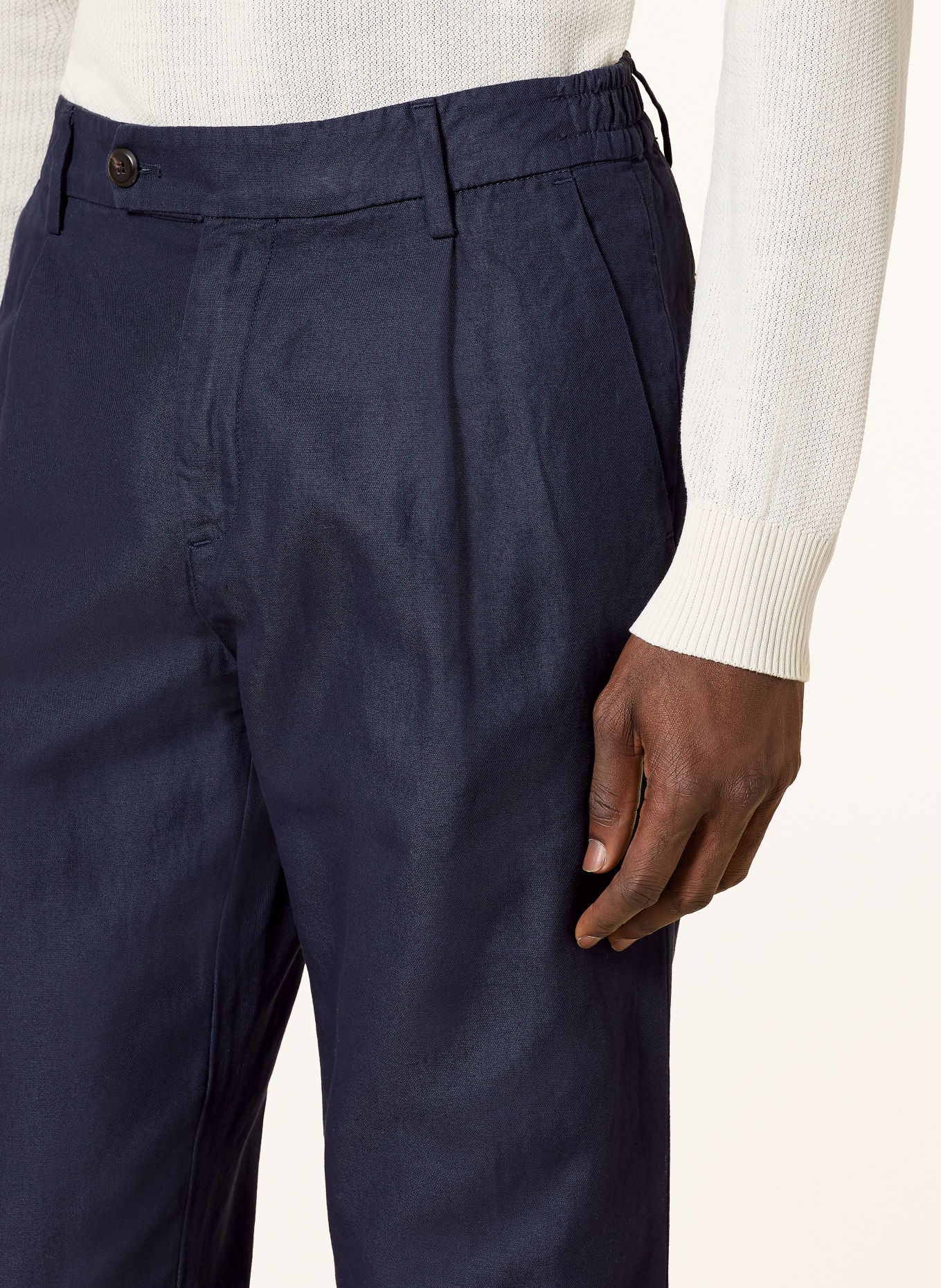 eleventy Chino Extra Slim Fit mit Leinen: DUNKELBLAU