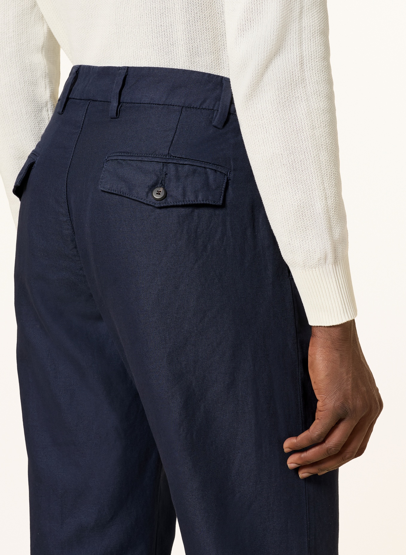 eleventy Chino Extra Slim Fit mit Leinen: DUNKELBLAU