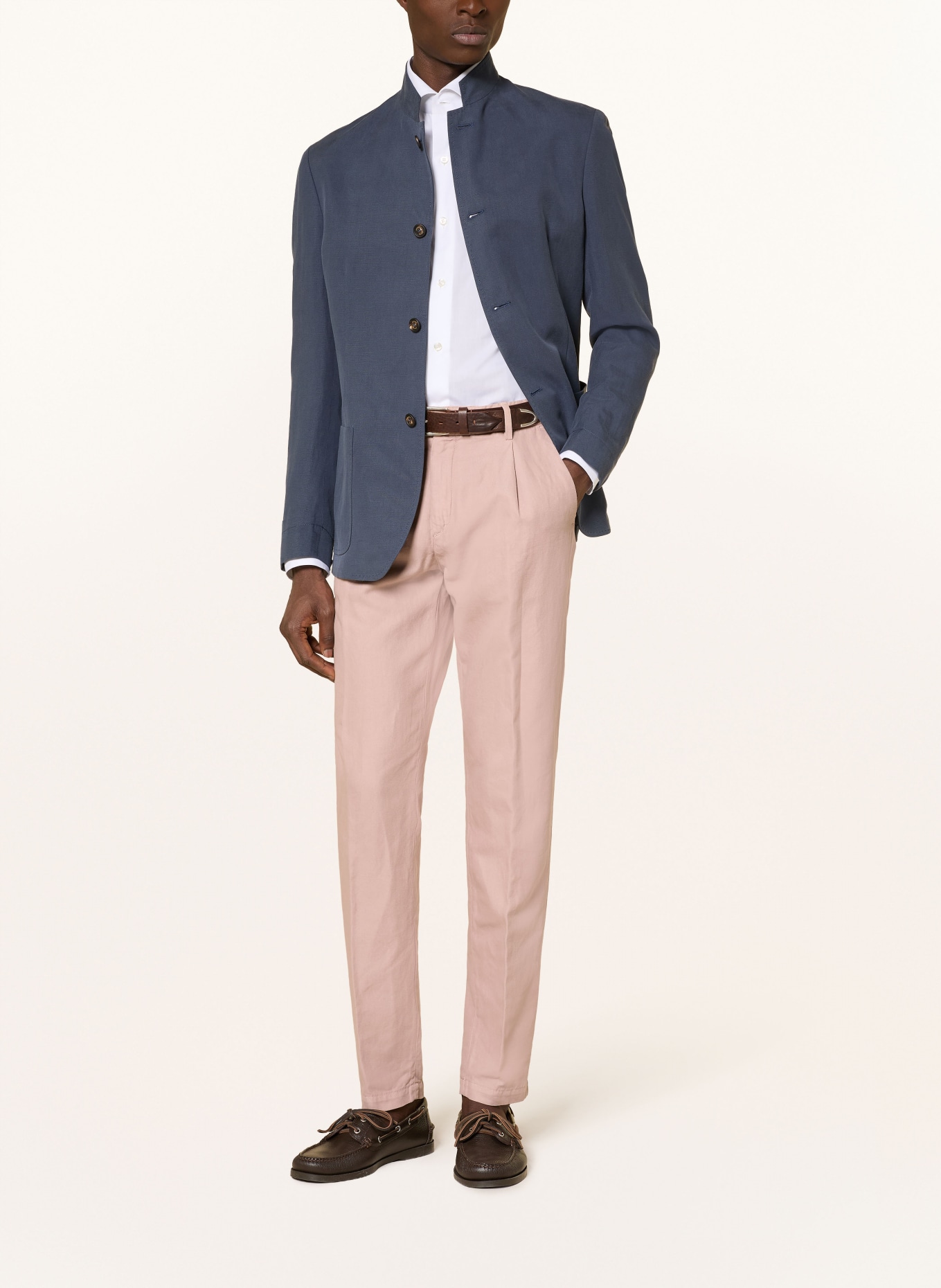 eleventy Chino Extra Slim Fit mit Leinen: ALTROSA