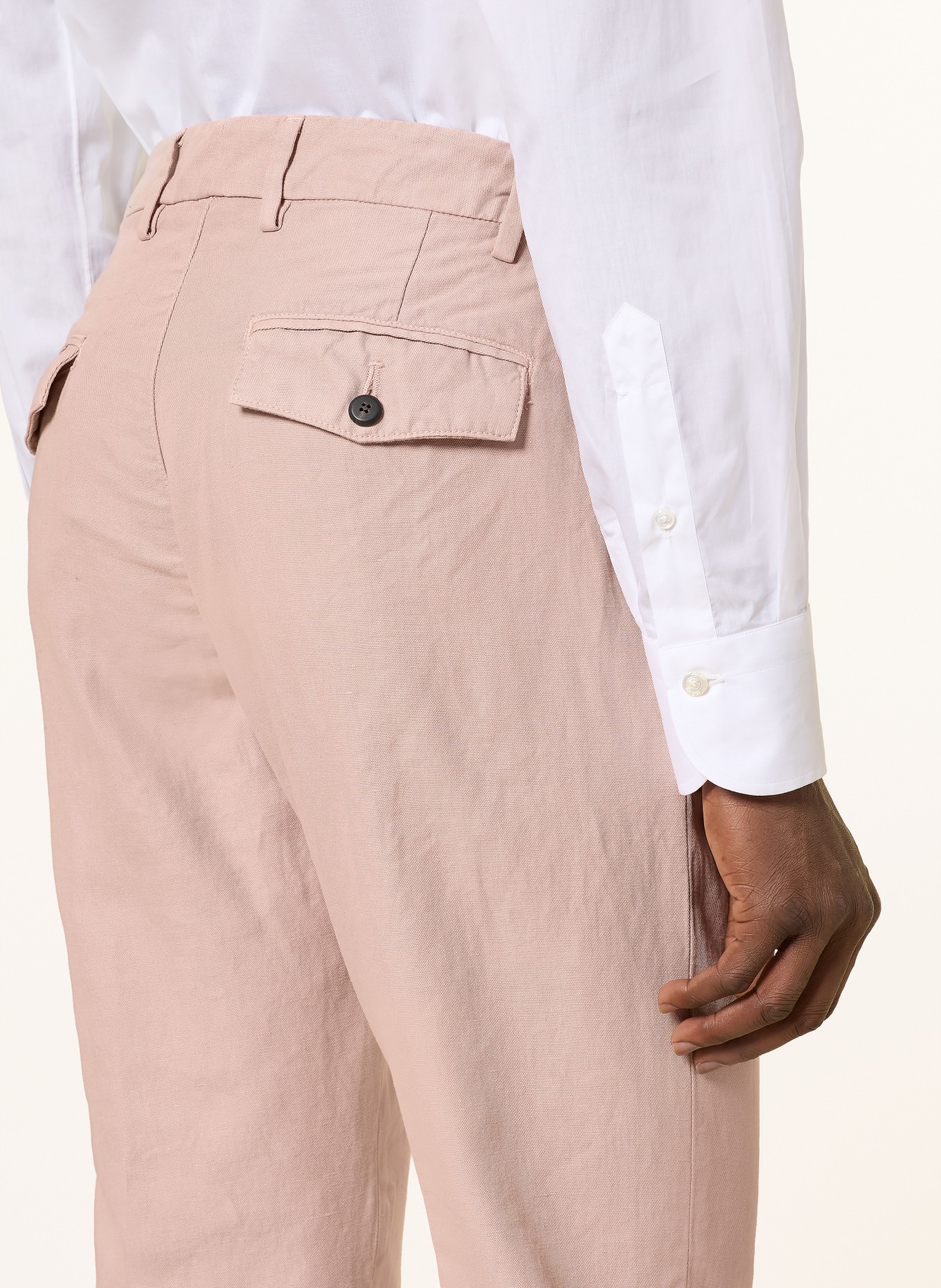 eleventy Chino Extra Slim Fit mit Leinen: ALTROSA