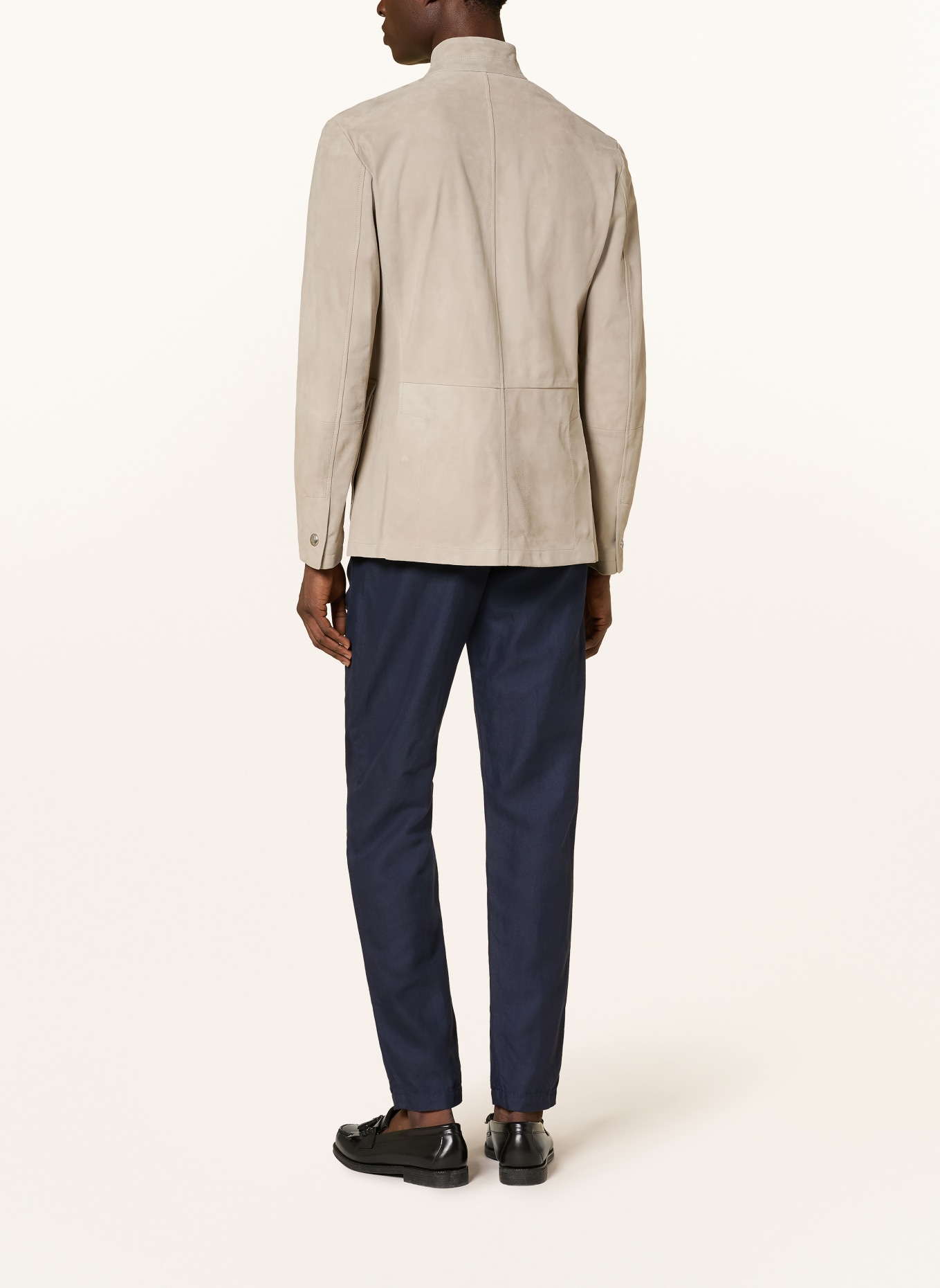 eleventy leather jacket: BEIGE