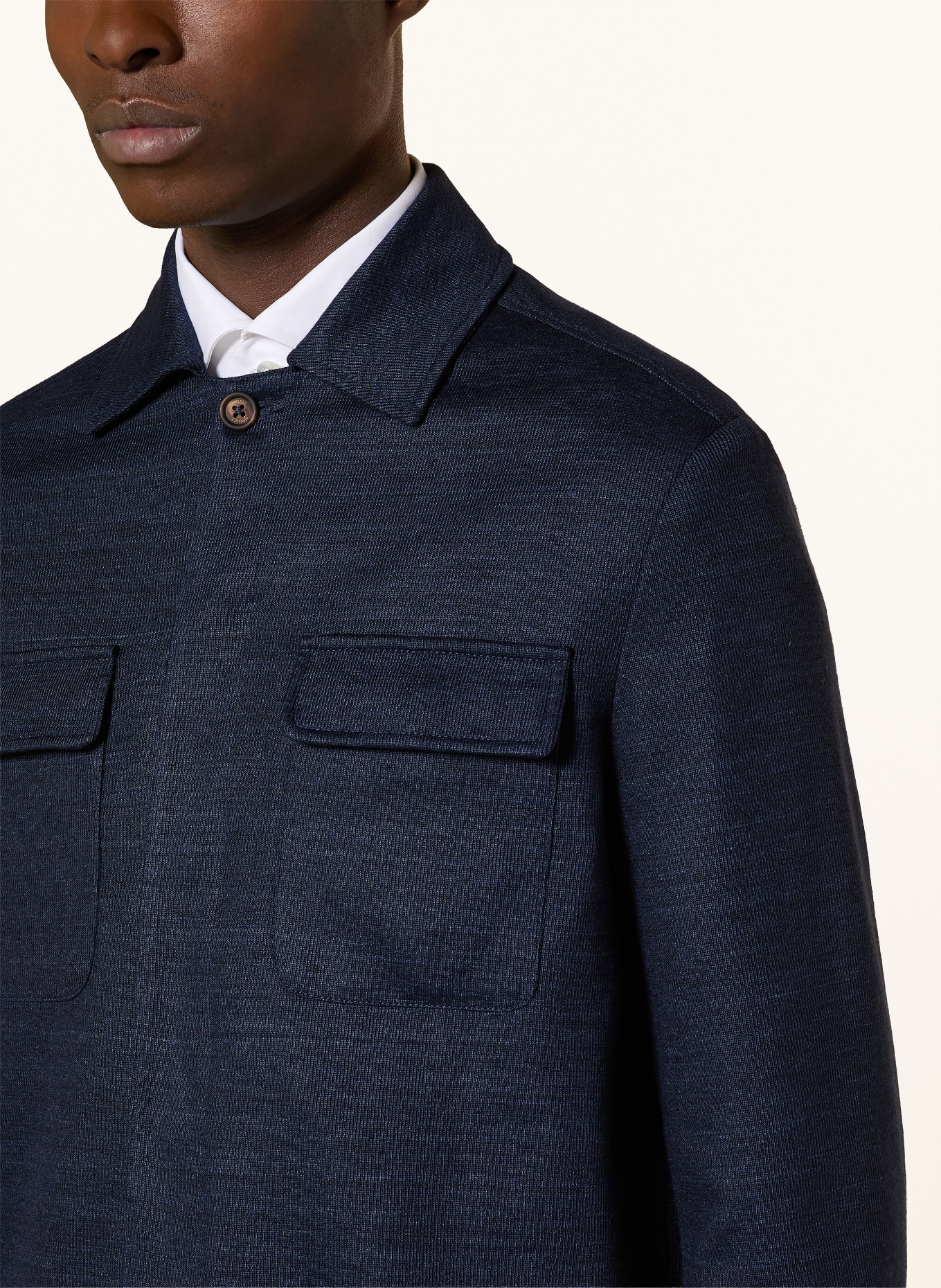 eleventy Pletená overshirt: TMAVĚ MODRÁ