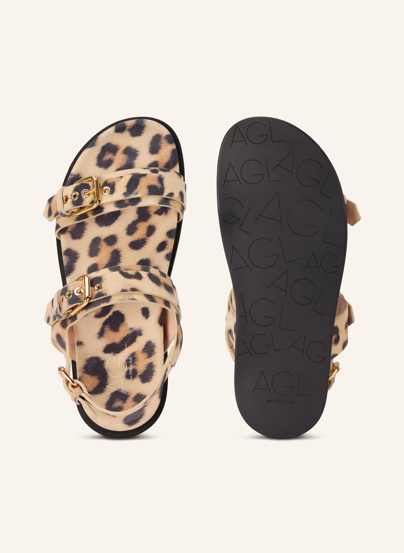 AGL CRISTINA sandals: LIGHT BROWN / COGNAC / BLACK