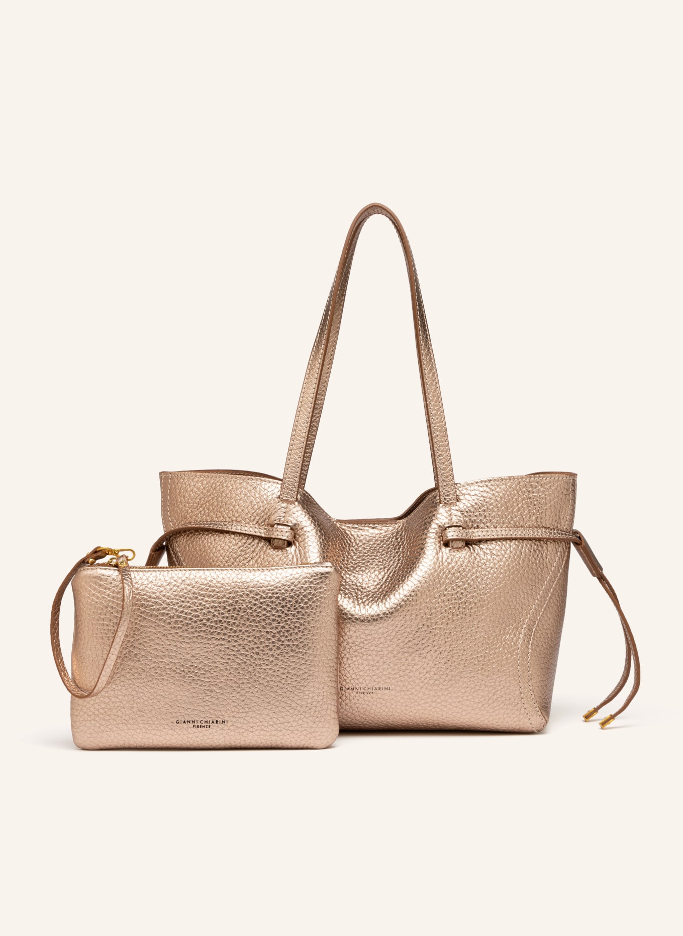 GIANNI CHIARINI Shopper VIOLETTE mit Pouch: ROSÉGOLD / GOLD
