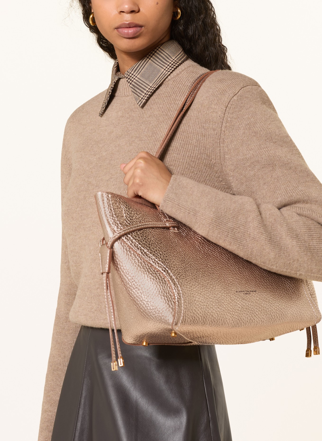 GIANNI CHIARINI Shopper VIOLETTE mit Pouch: ROSÉGOLD / GOLD